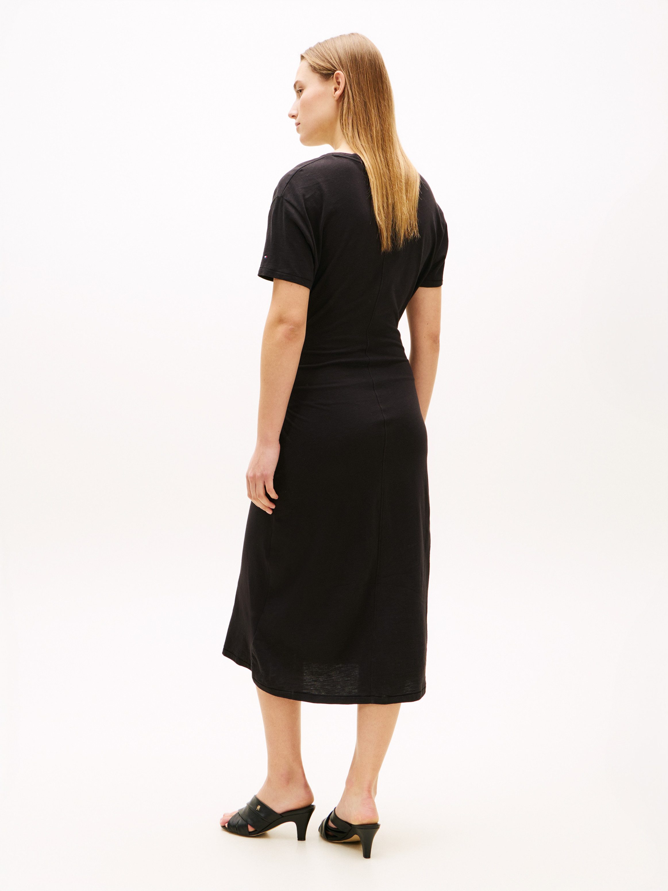 Tommy Hilfiger Shirtkleid CO SLUB KNOT MIDI DRS mit Bindegürtel