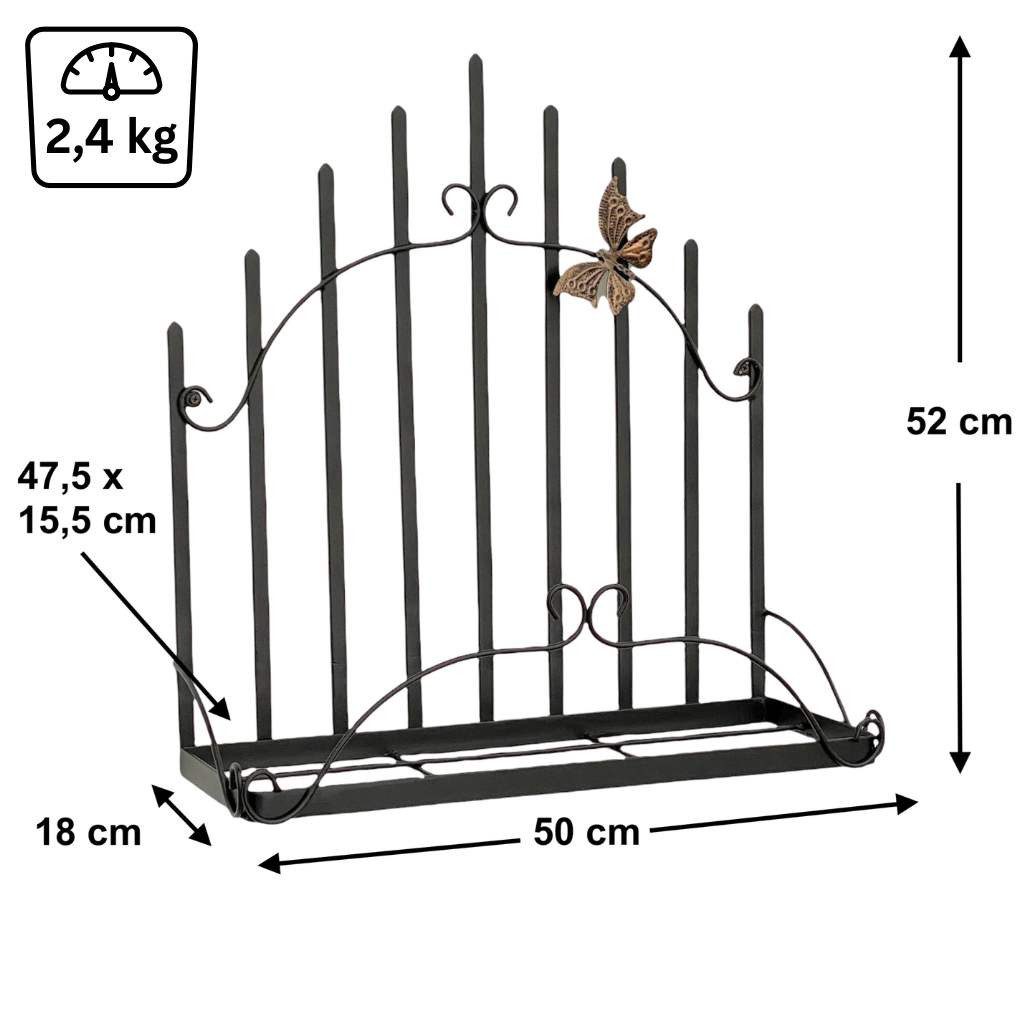 DanDiBo Blumenständer Wandblumenhalter Metall Schwarz 50 cm Wandregal 96237 Blumenregal, Wandtopfhalter
