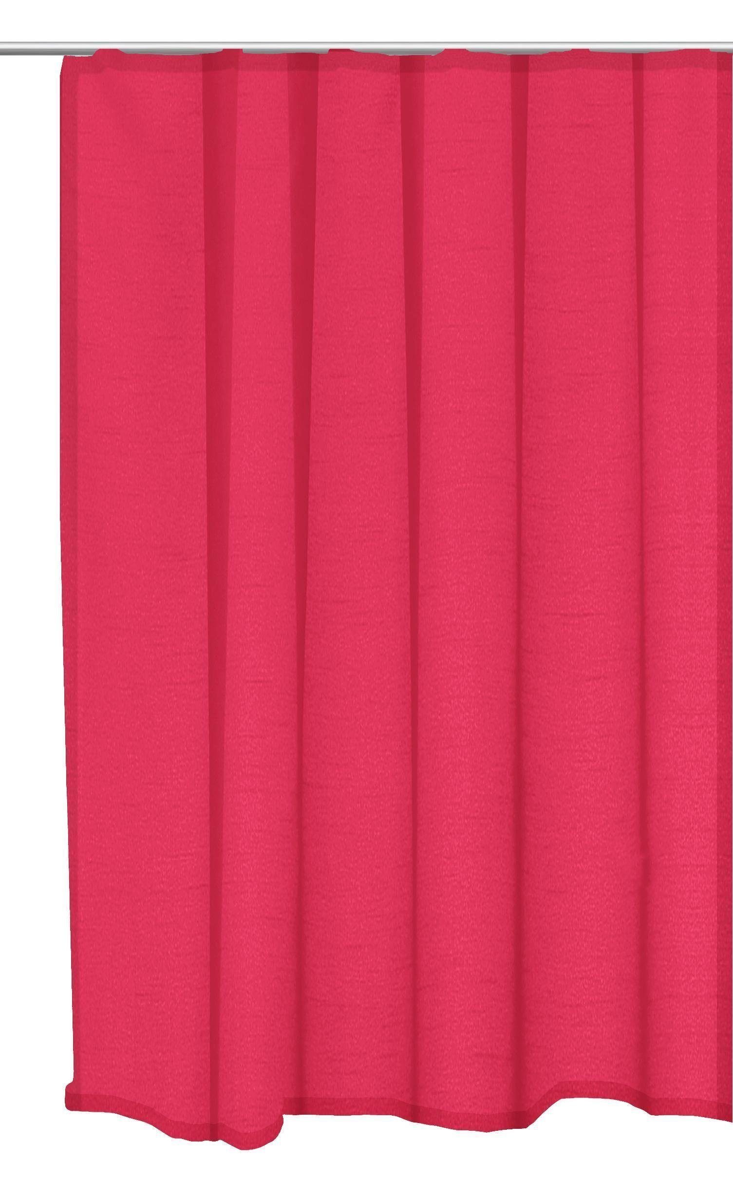 Gardine Vorhang Kräuselband Seidenglanz halbtransparent Dekoschal Gardine, Haus und Deko, Kräuselband (1 St), halbtransparent, Polyester Pink
