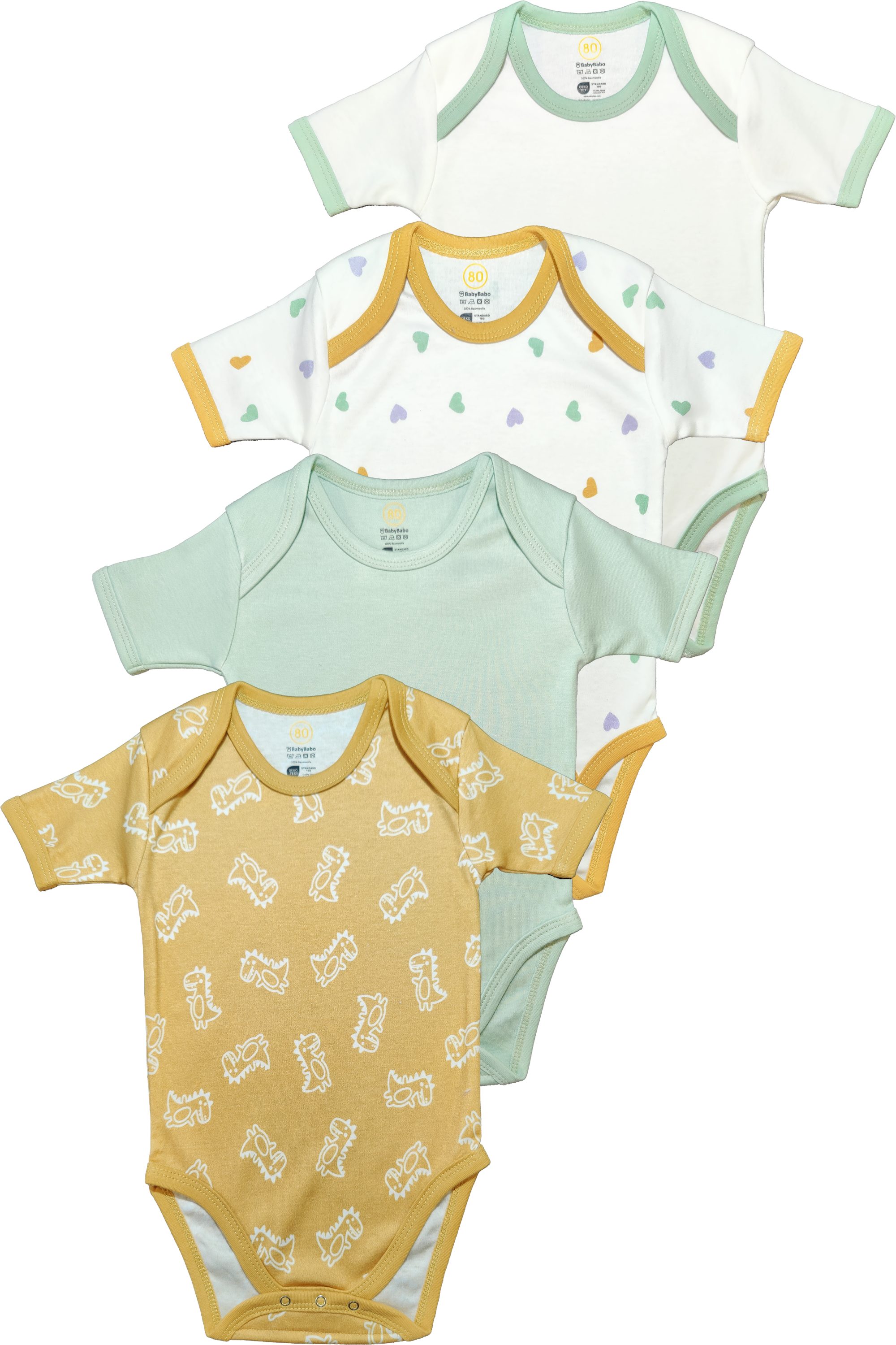 BabyBabo Premium Kurzarmbody Premium Bodys Kurzärmelig (Komfort-Packung, 4-tlg., 4er-Pack) OEKO-TEX zertifiziert