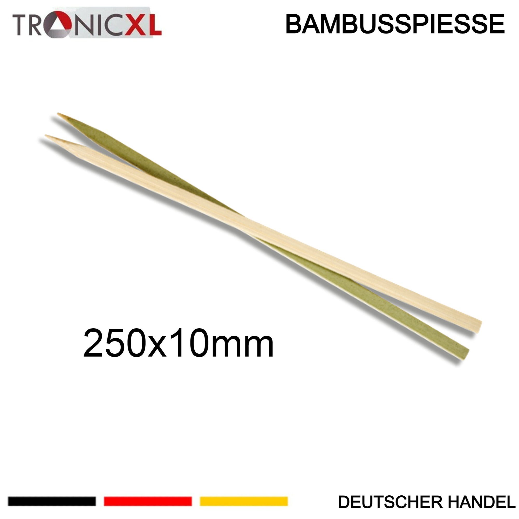 TronicXL Grillspieß 400 x Flachspiesse Flache Grillspieße Holz Spiesse Grillen BBQ Bambus (400-St), Angespitzt