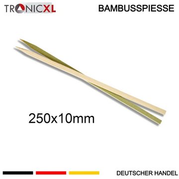 TronicXL Schaschlikspieße 200 x Flachspieß Flache Bambusspieße Holzspieße Holz Spieß Grillen BBQ (200-St), Angespitzt