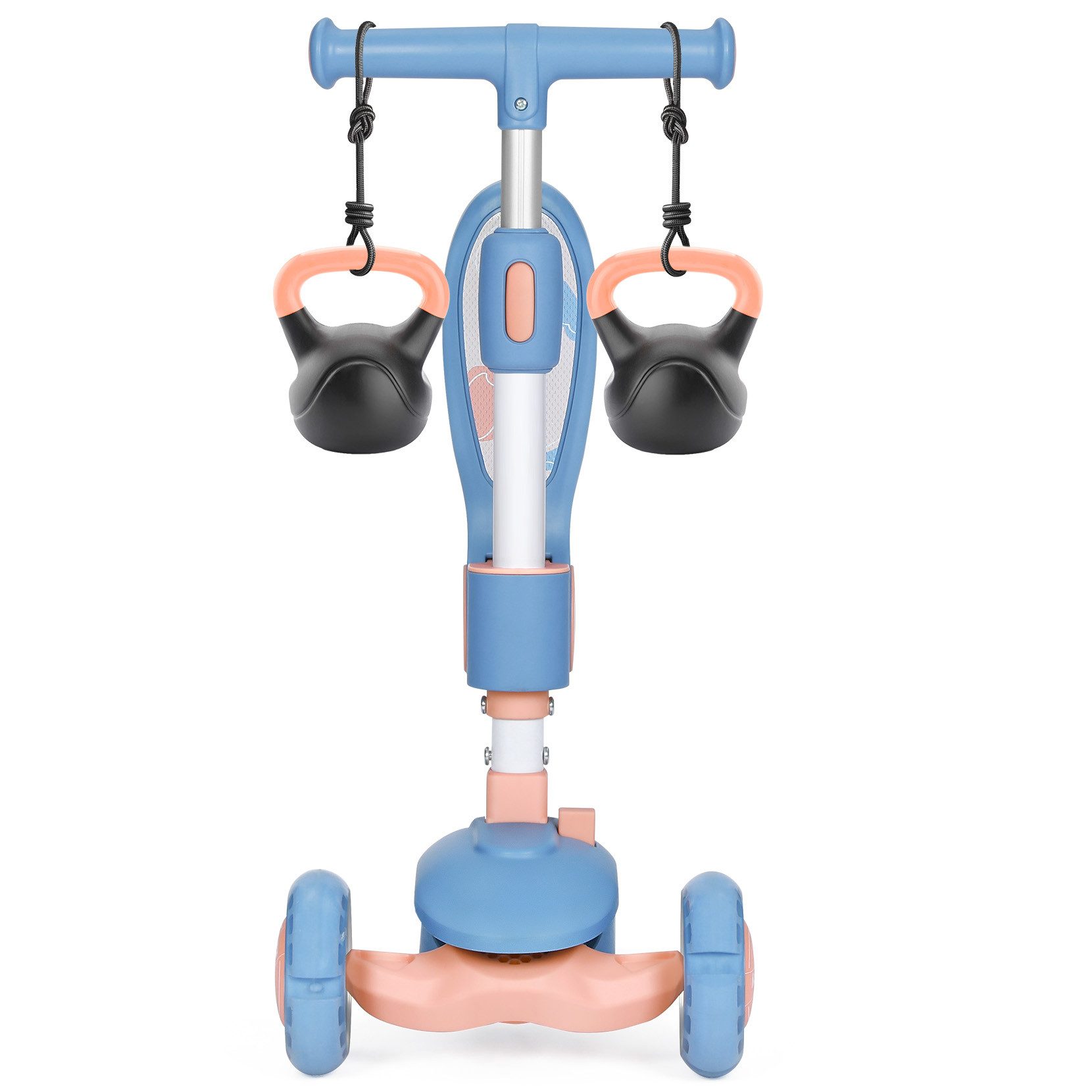 OUNUO Dreiradscooter 1009 Kinderroller mit LED und Sitz, höhenverstellbar, für 2 Jahren ab