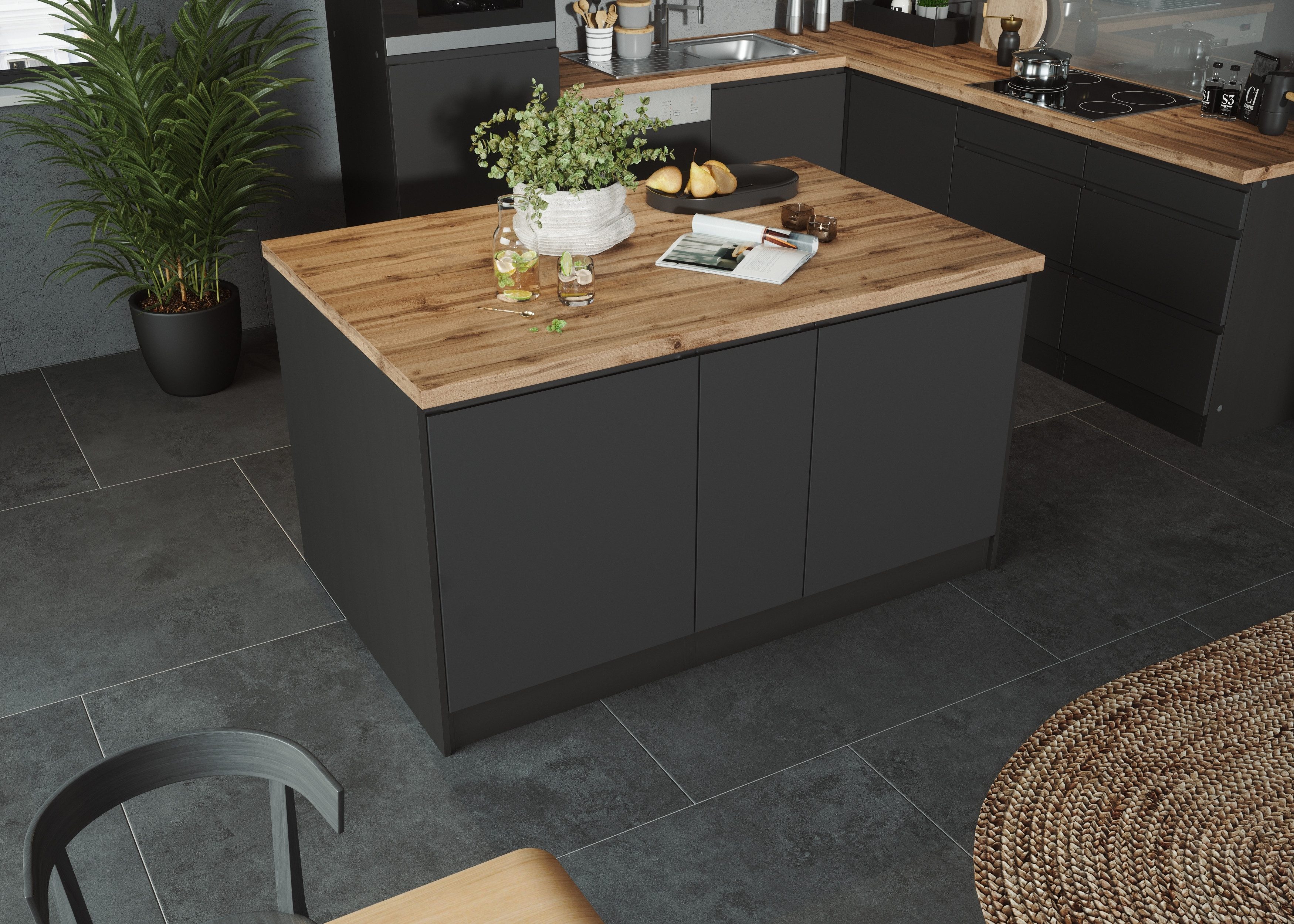 KOCHSTATION Кухниinsel KS-Bruneck, Breite 153 cm, MDF-Fronten, Arbeitsplatte 38mm stark