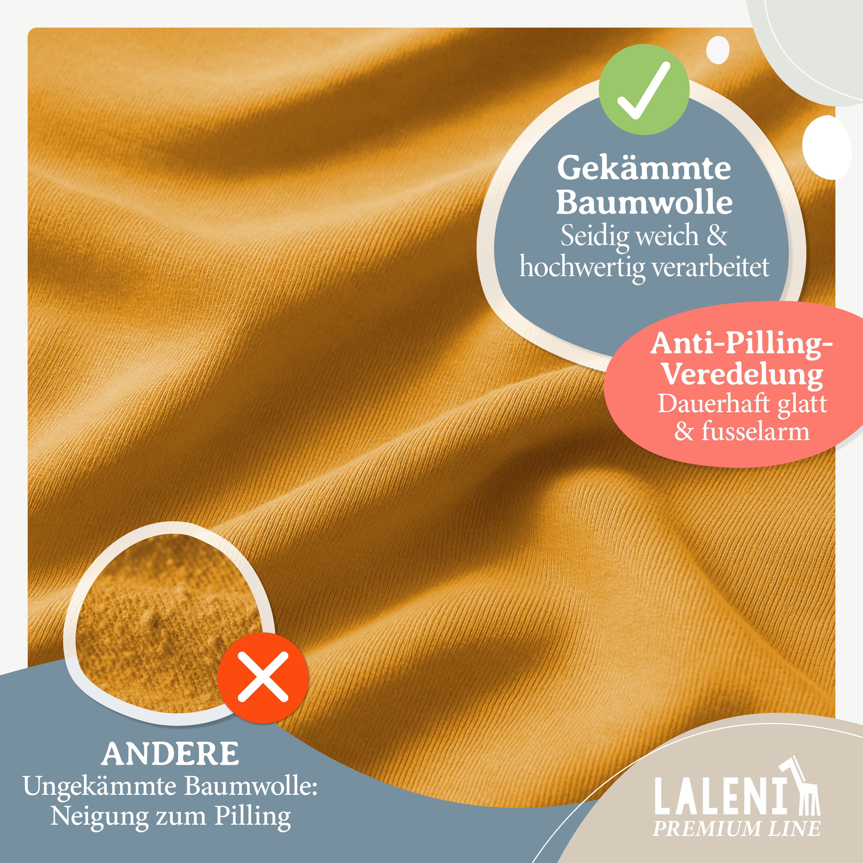 Laleni Spannbettlaken Premium für Beistellbett - Atmungsaktives Spannbetttuch, Gummizug: rundum, (2 Stück), 100% Baumwolle (150 g/m)
