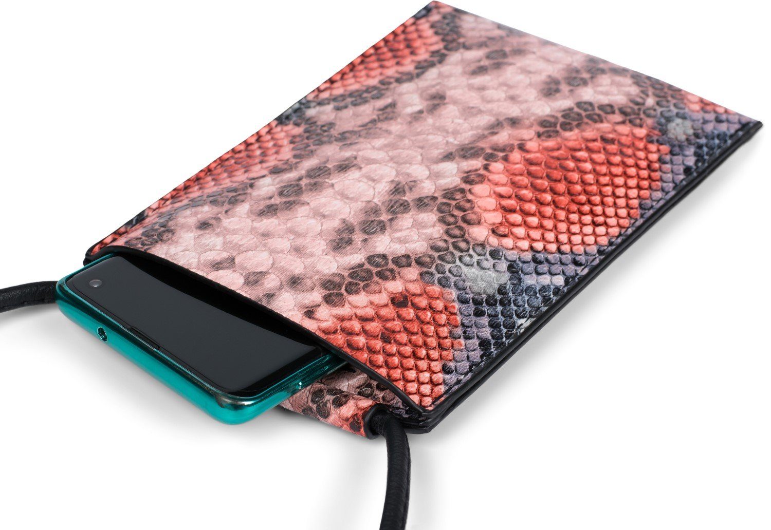 styleBREAKER Smartphonetasche Koralle-Rosa Schlangen Handy (1-tlg), Optik Umhängetasche