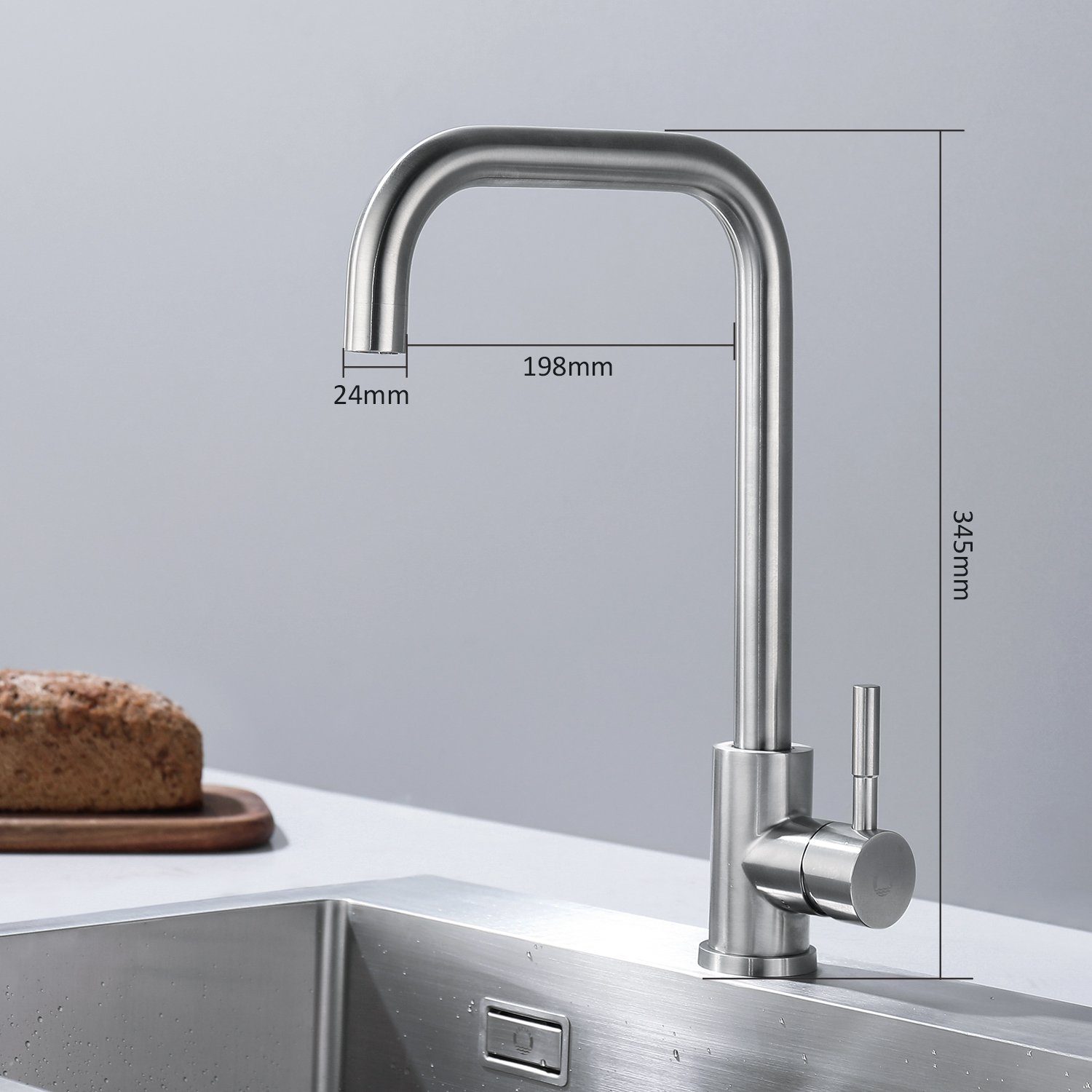 360° drehbarem CECIPA Hochdruck-Wasserhahn Küchenarmatur, Küchenarmatur (1-St) Gebürstete CECIPA