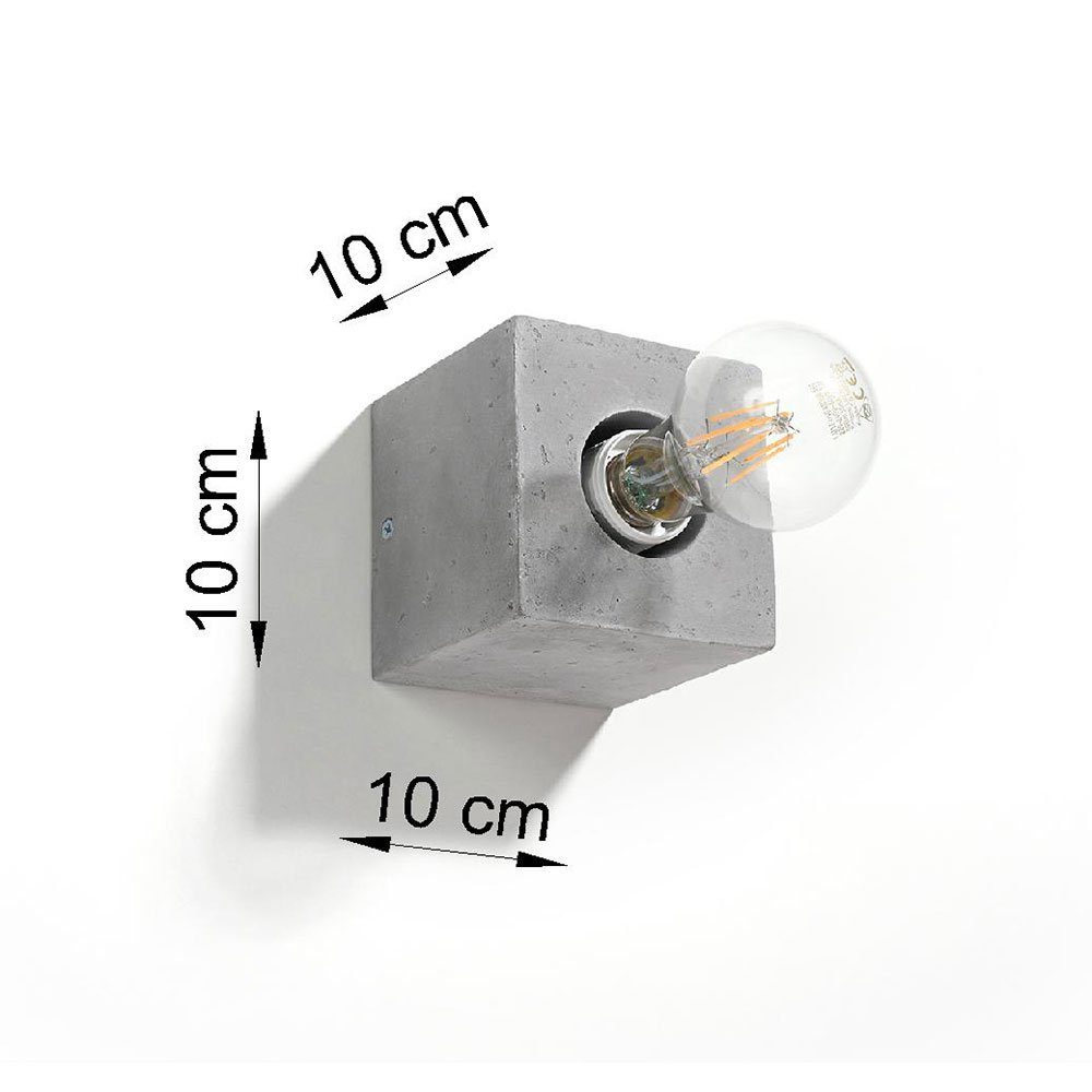 Beton grau etc-shop Wandleuchte Leuchtmittel inklusive, Wandlampe Wandleuchte, quadratisch Wandlampe nicht