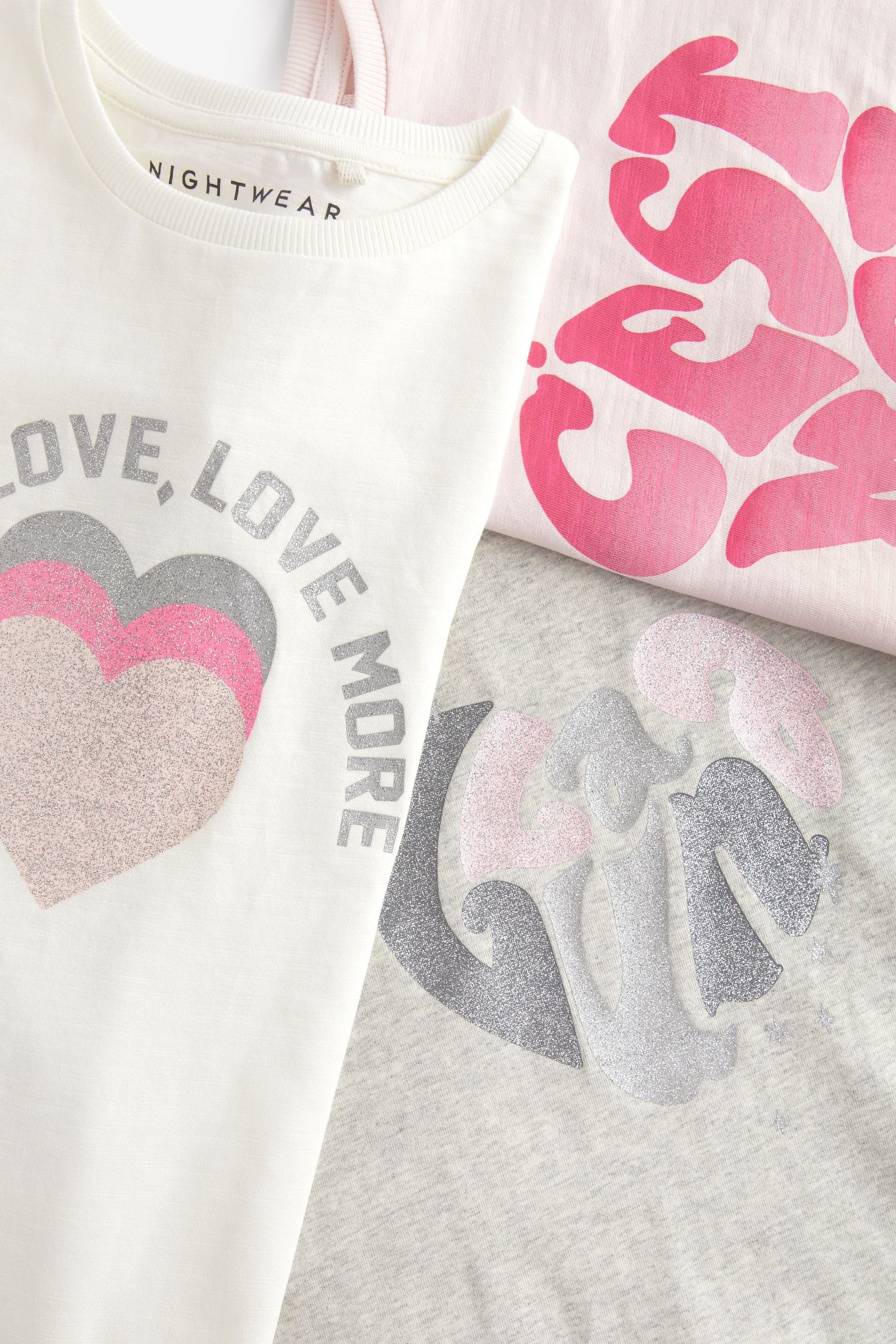 Next Pyjama 3er-Pack Schlafanzug mit Slogan und Jogginghose (6 tlg) – Bild 5 von 5