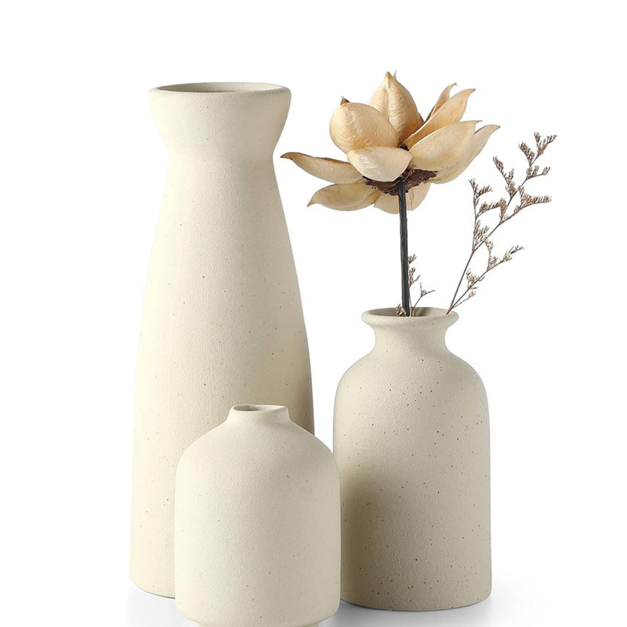 Masbekte Dekovase 3er-Set Keramik Vase, Matte günstig online kaufen