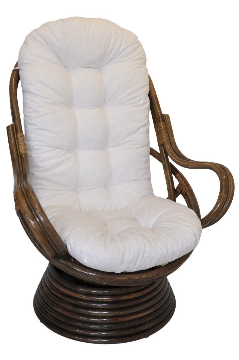 Rattani Rattanstuhl Rattan Drehsessel, Drehwippsessel Linda Fb. darkbrown, Hochwertige Polster in vielen verschiedenen Цвета(ов)