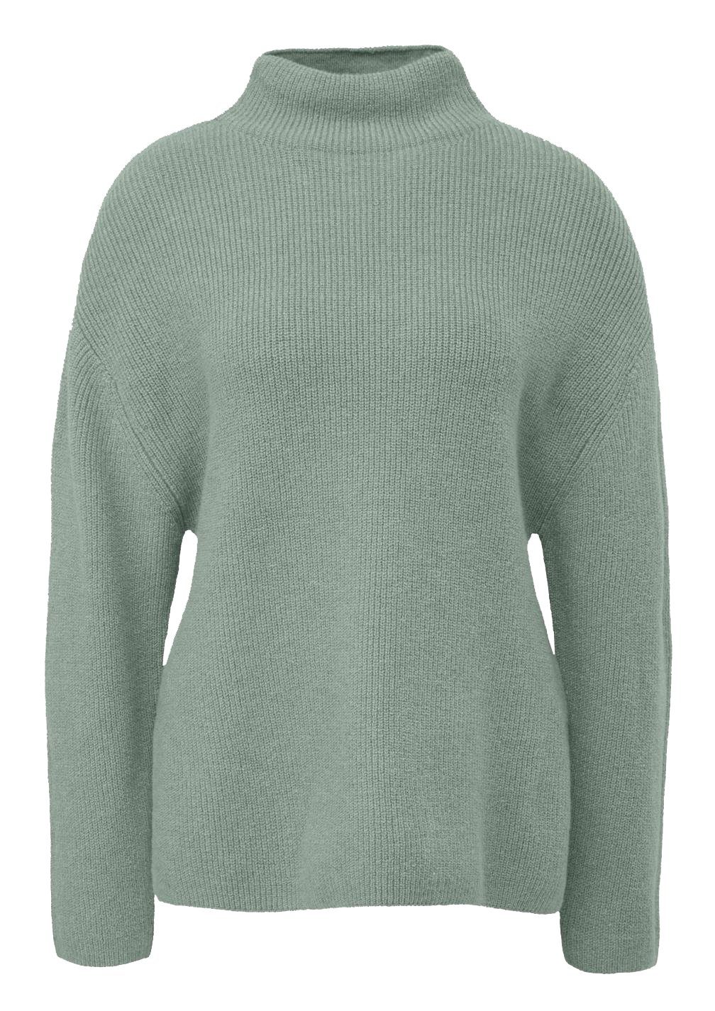 s.Oliver Stehkragenpullover Basic (1-tlg) Stehkragen, casual Salbeigrün modern