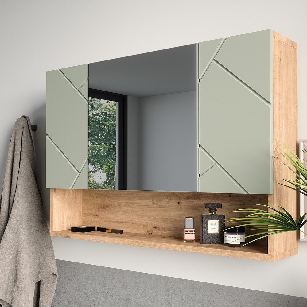 Vicco Badezimmerspiegelschrank Irma, Salbeigrün/Artisan, 80.1 x 55 cm (1-St)