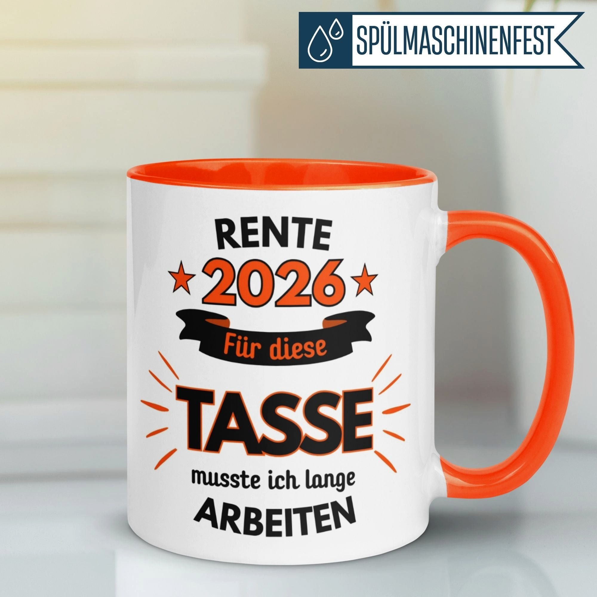 Momentals Tasse Rente – Dafür musste ich lange arbeiten – Renteneintritt Geschenk Frau, Gratis Versand · Links-&Rechtshänder · Spülmaschinenfest