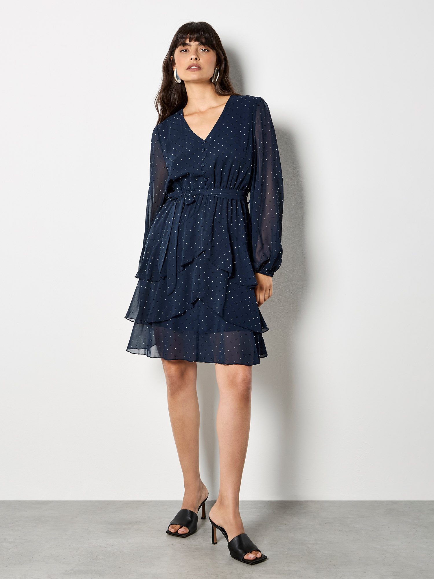 Apricot Partykleid Chiffonkleid (2-tlg., Stoffgürtel) mit günstig online kaufen