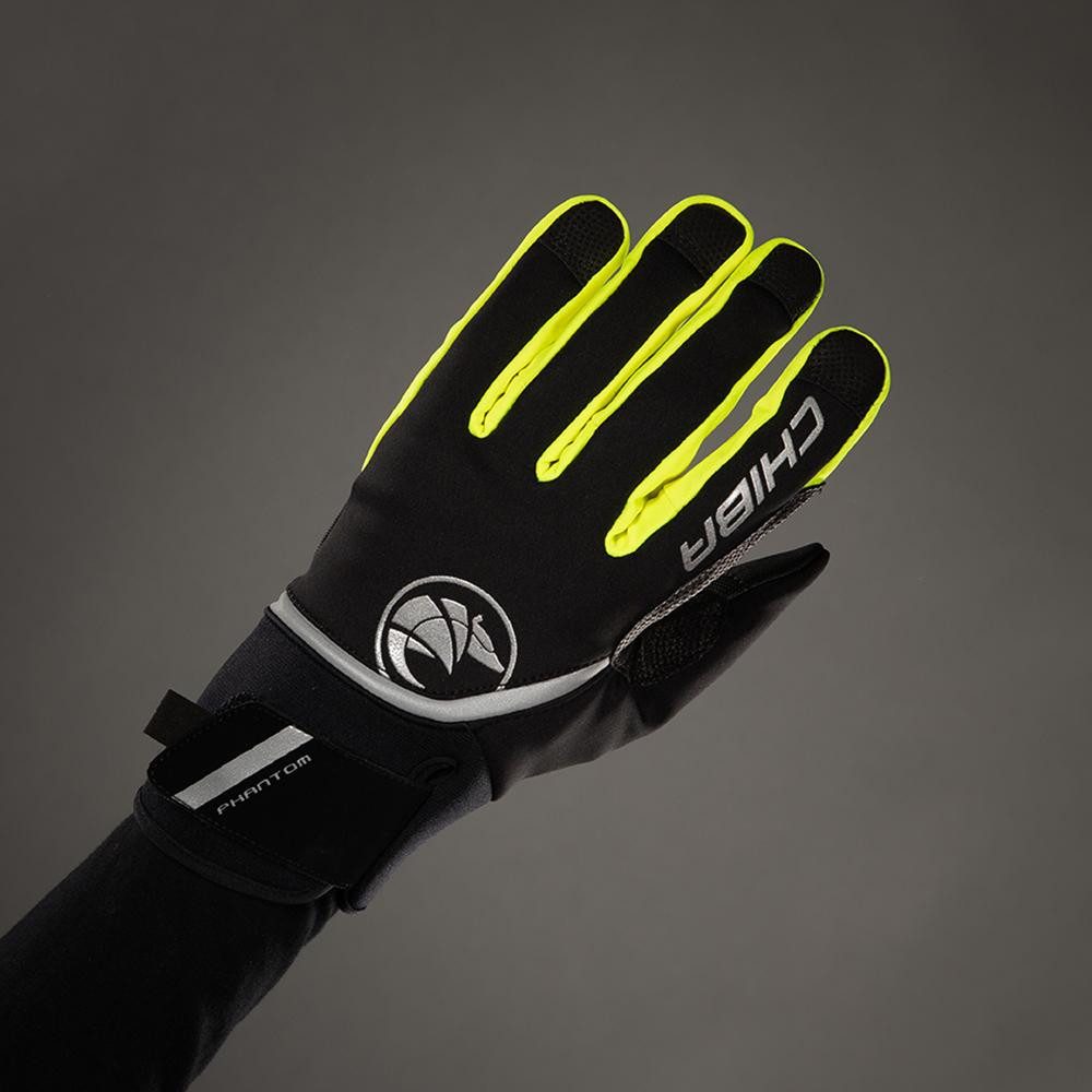 Fahrradhandschuhe CHIBA Phantom - Radhandschuhe S schwarz/neongelb, winddicht & touchfäh