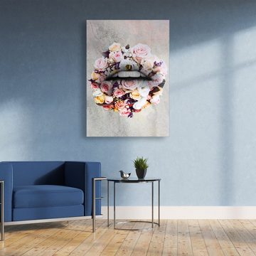 ArtMind XXL-Wandbild BLUMEN - LIPPEN, Premium Wandbilder als Poster & gerahmte Leinwand in verschiedenen Größen, Wall Art, Bild, Canva