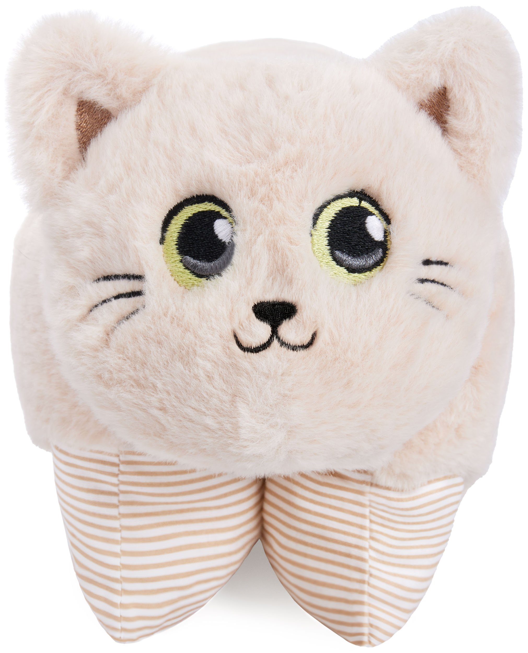 BRUBAKER Kuscheltier Katze - 2 in 1 Plüschtier und Kuschelkissen - 40 x 30 cm Kuschelkatze (Stofftier, 1-St., Tierkissen Katzenkissen), aufklappbares Kinder Plüschkissen mit Klettverschluss