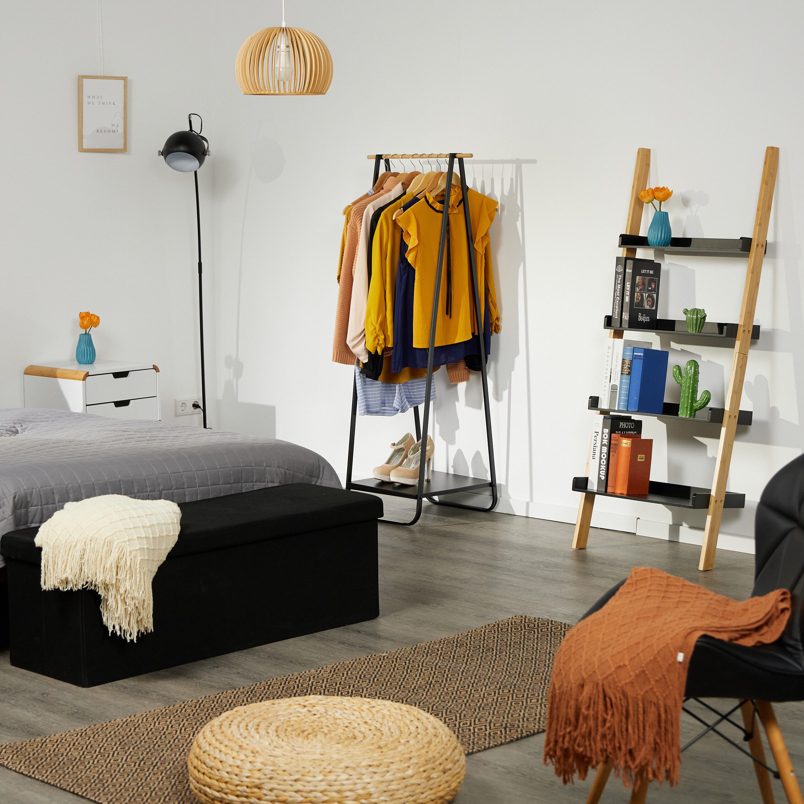 relaxdays Kleiderständer Metall mit Ablage günstig online kaufen