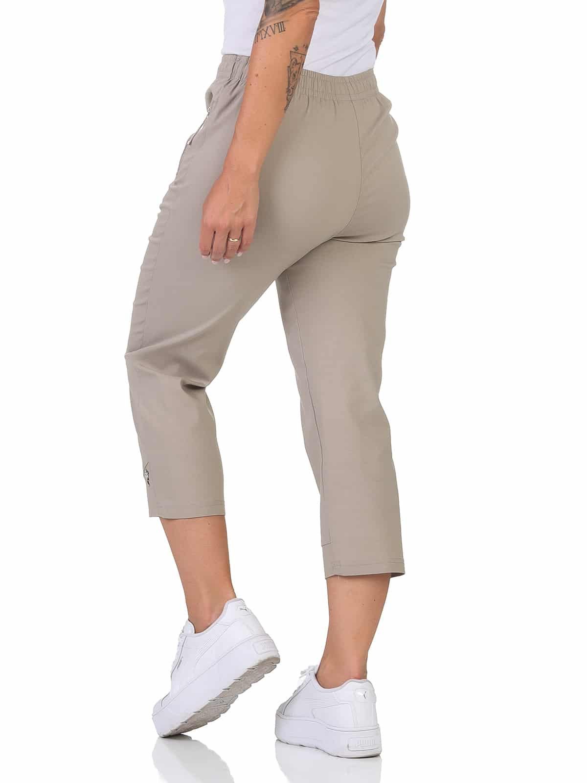 Alica Collection 7/8-Hose Sommerhose Damen Caprihose 7/8 Chinohose elastischer Gummibund mit Kordelzug, Taschen mit Reißverschluss