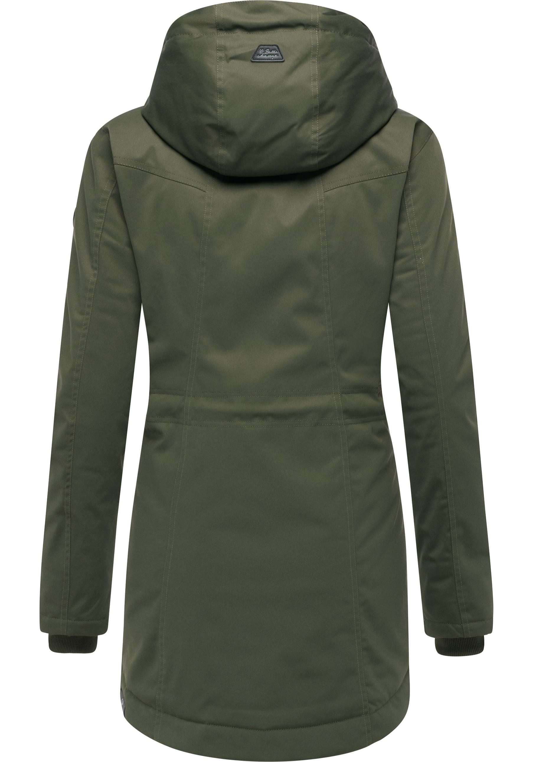 Ragwear Kurzmantel Ellsa YOUMODO Winterparka mit auffälligen Taillenzugkordeln und Kapuze
