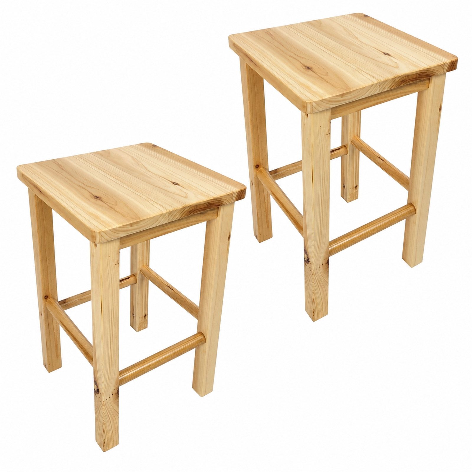BEGRYF Hocker 2er-Set Holzhocker Kiefer Natur 30 x 30 x 46 cm (Hocker-Set, 2 St., 2er-Set)