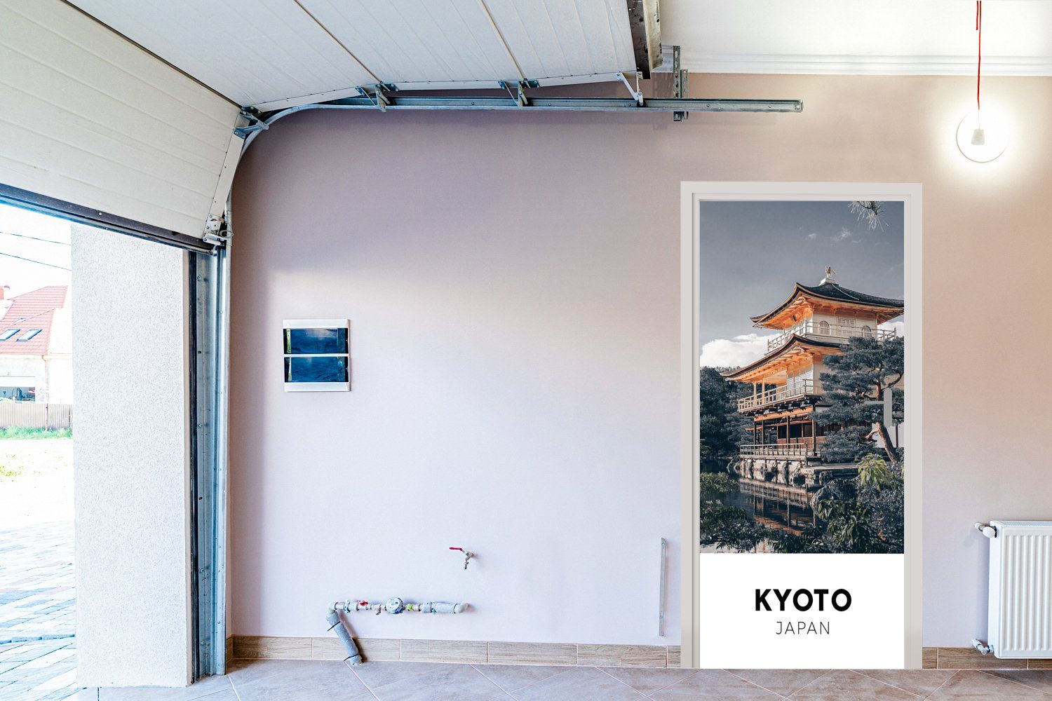 - Tür, (1 cm MuchoWow 75x205 bedruckt, für Kyoto Fototapete Türaufkleber, Türtapete Bäume, Japan Matt, St), -