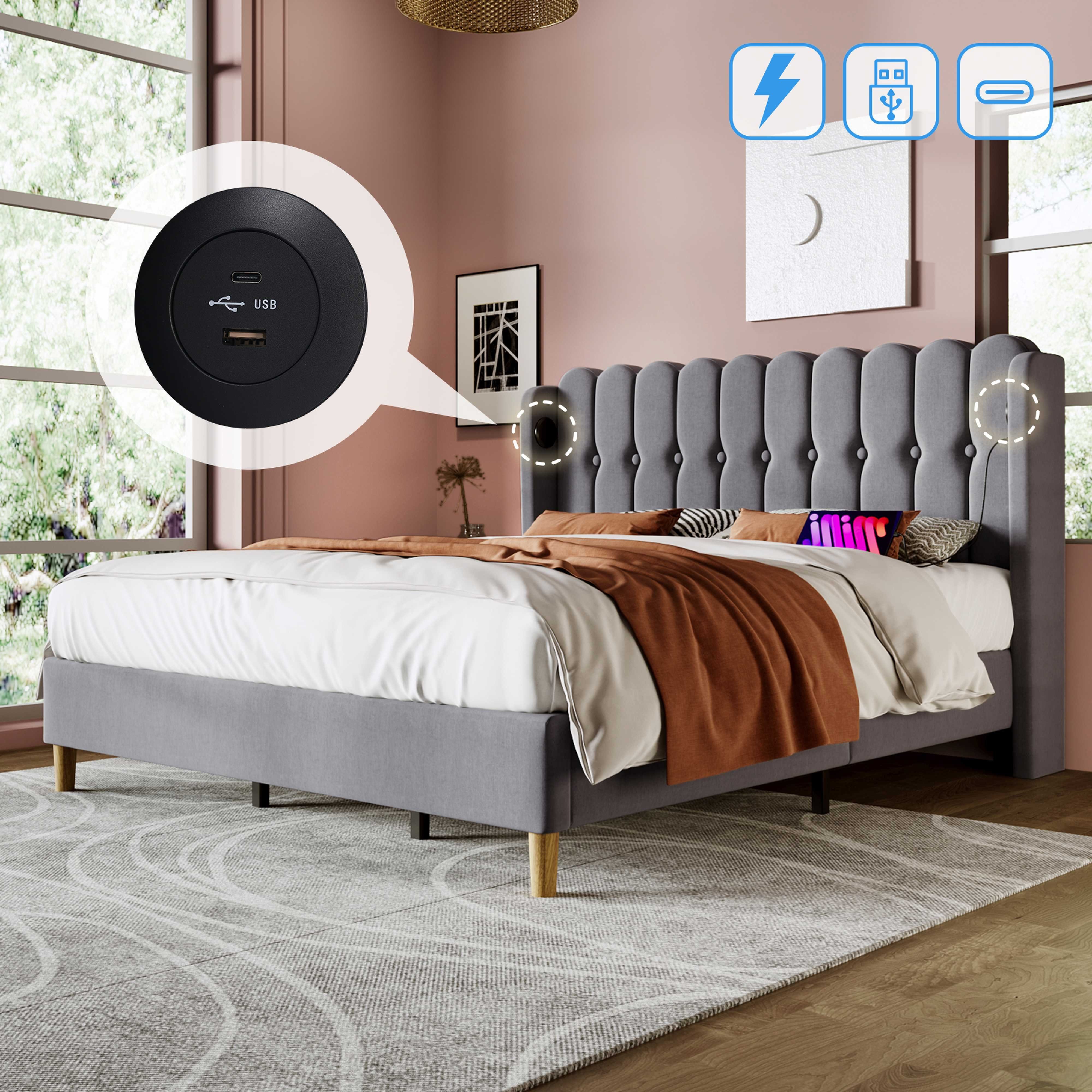 BlingBin Einzelbett Polsterbett Doppelbett (1-tlg), Leinenmaterial günstig online kaufen