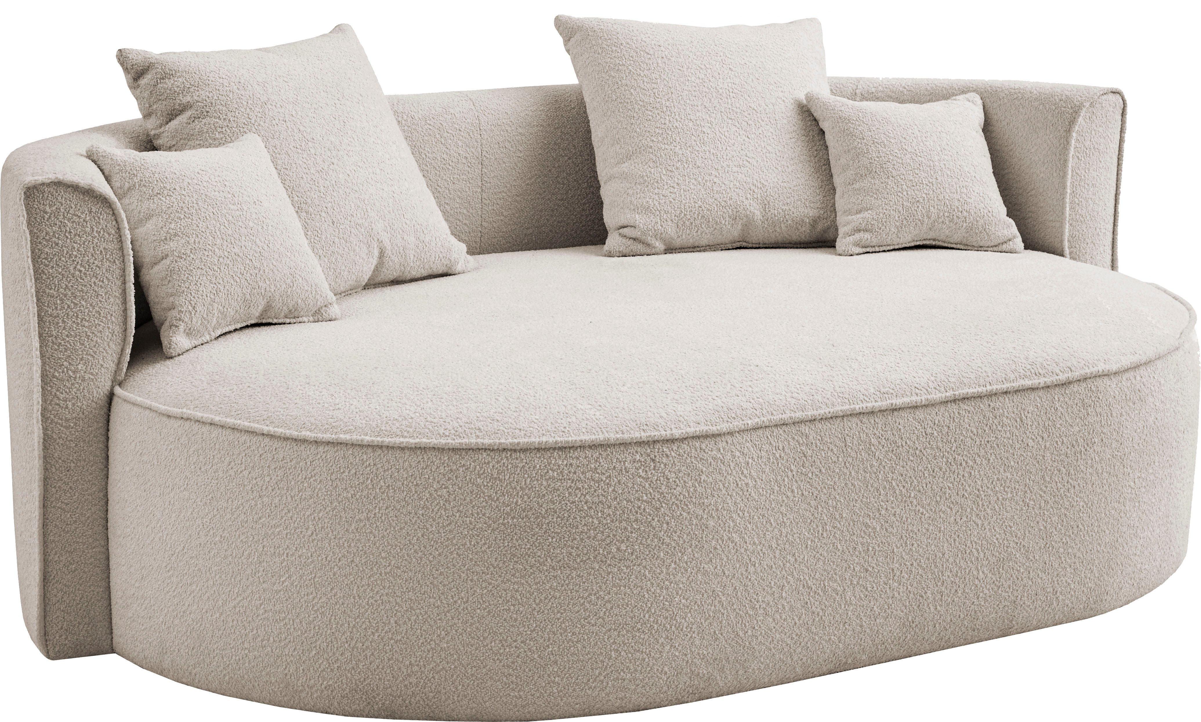 LeGer Home by Lena Gercke 2,5-Sitzer ISALIE, rundes Loungesofa, mit Kissen, perfekt gepolstert, moderne Stoffe, mit 4 Zierkissen, extra große Sitzfläche