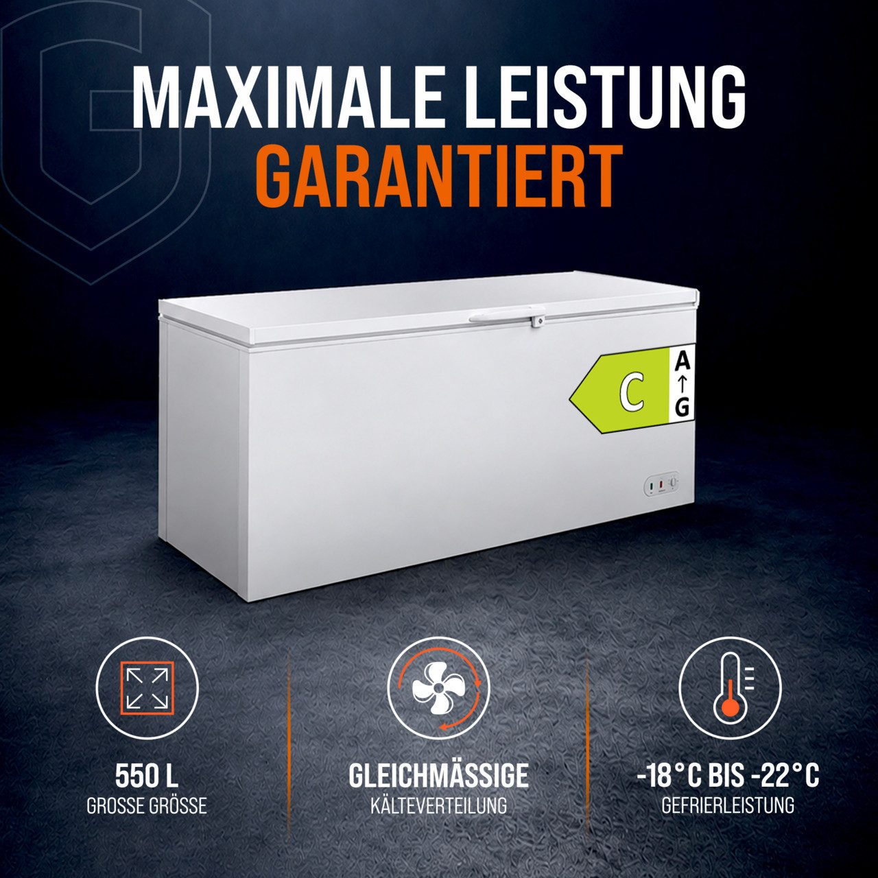 GastroHero Gefriertruhe Tiefkühltruhe ECO 650, 550L, Klappdeckel, abschließbar, Gastro TKTE650, 181.5 cm breit, Energieeffizienzklasse C, höhenverstellbare Füße – Bild 2 von 5