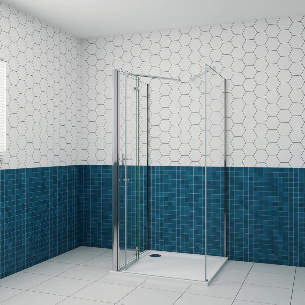 duschspa Komplettdusche 6mm 185cm Nano Glas U-Form Duschkabine Scharniertür Falttür Duschtür, BxT: 70x70 cm, Einscheibensicherheitsglas, Sicherheitsglas, Set, ebenerdiger Einbau möglich