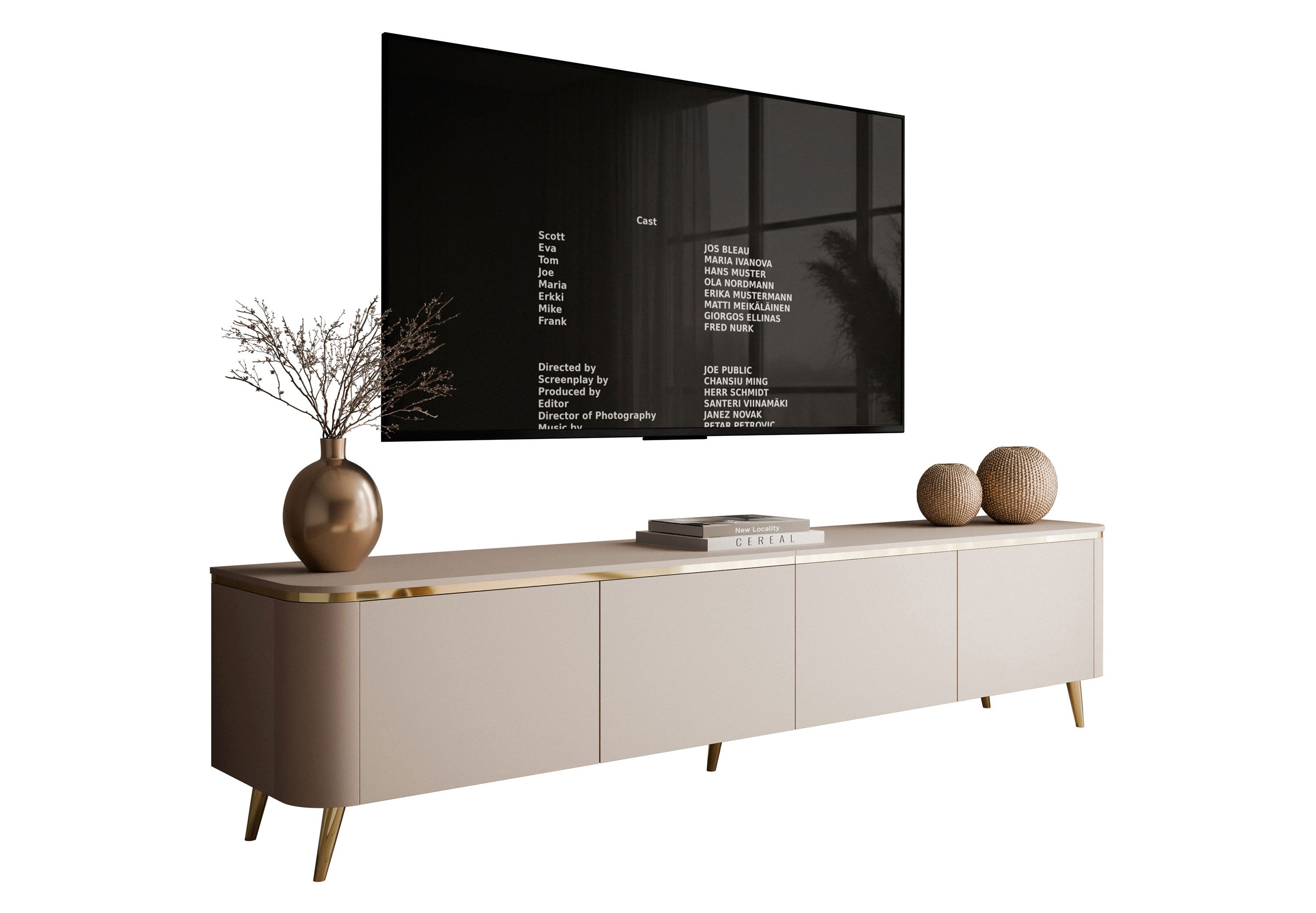 Lookway TV-Schrank AVELINE 200 cm mit LED-Beleuchtung 200x40x45/48 cm