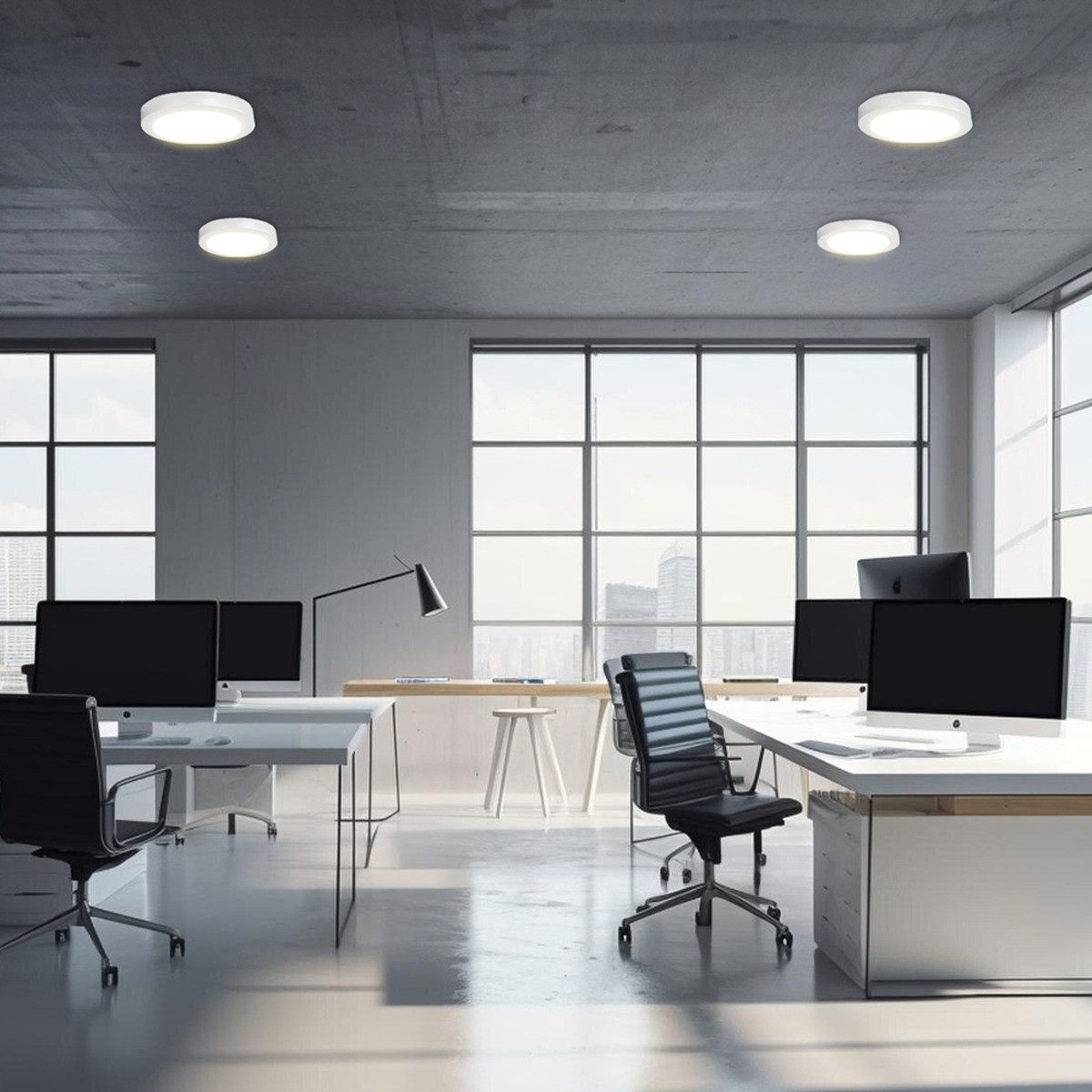 Braytron LED Deckenleuchte Aufbau Rund Ø30cm 24W 2400lm IP40 Flach Wohnzimmer Küche Flur Büro, LED fest integriert, Kaltweiß, mit Rahmen