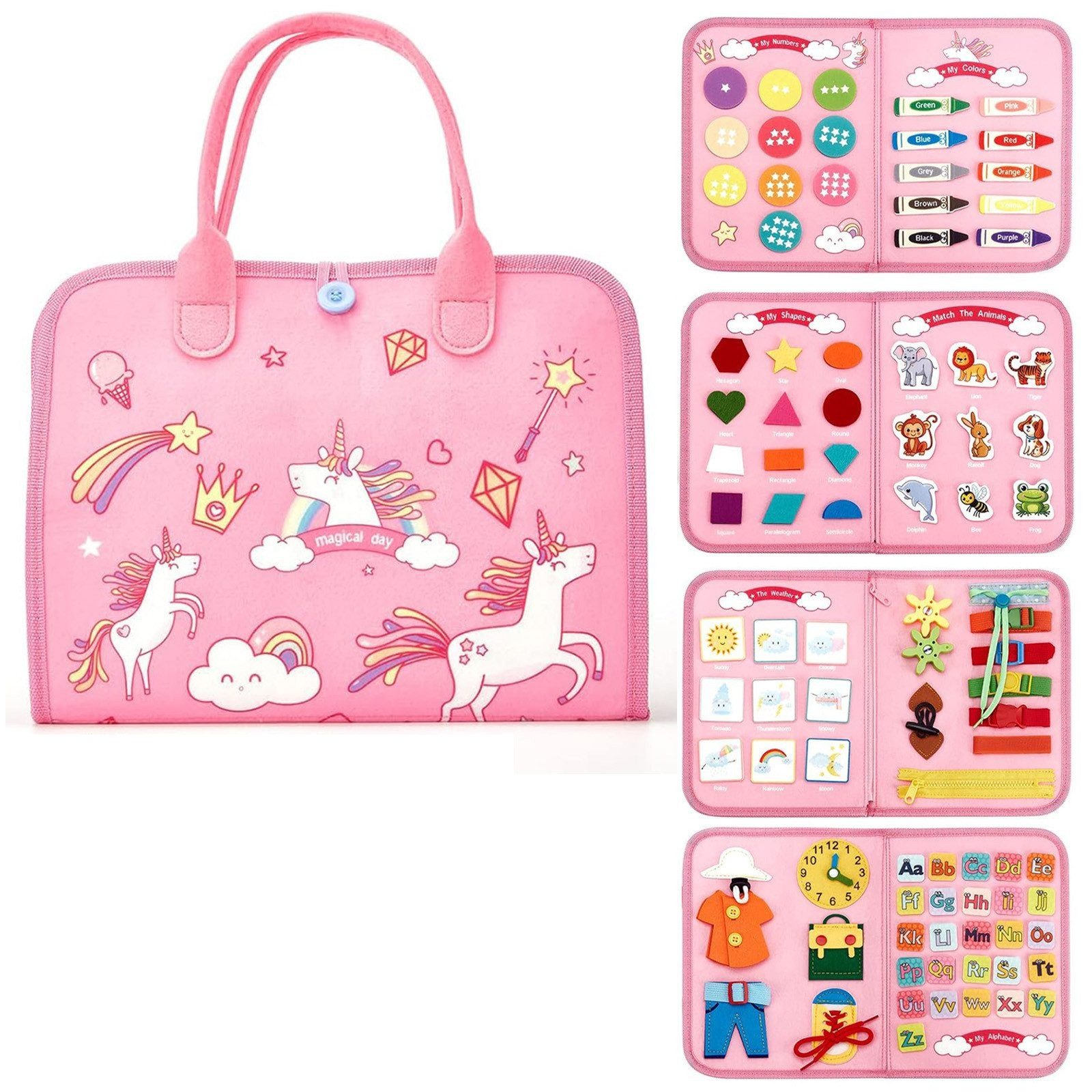 OKWISH Lernspielzeug Montessori Busy Board Kinder Tragbares Filz Lernboard günstig online kaufen