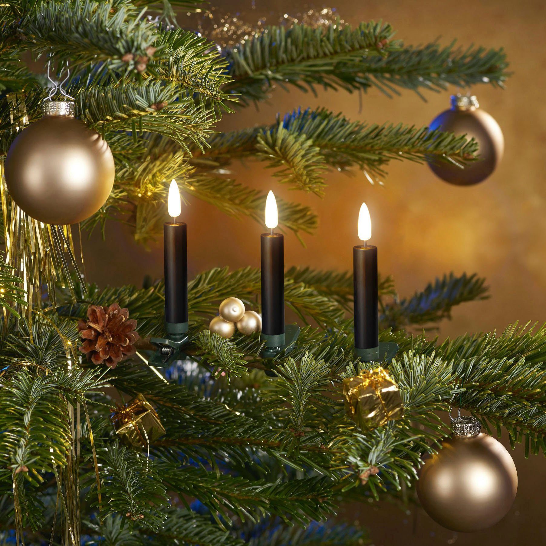 my home LED-Christbaumkerzen Bjarne, 25 kabellos Kerzen mit 3D-Flamme, Höhe günstig online kaufen