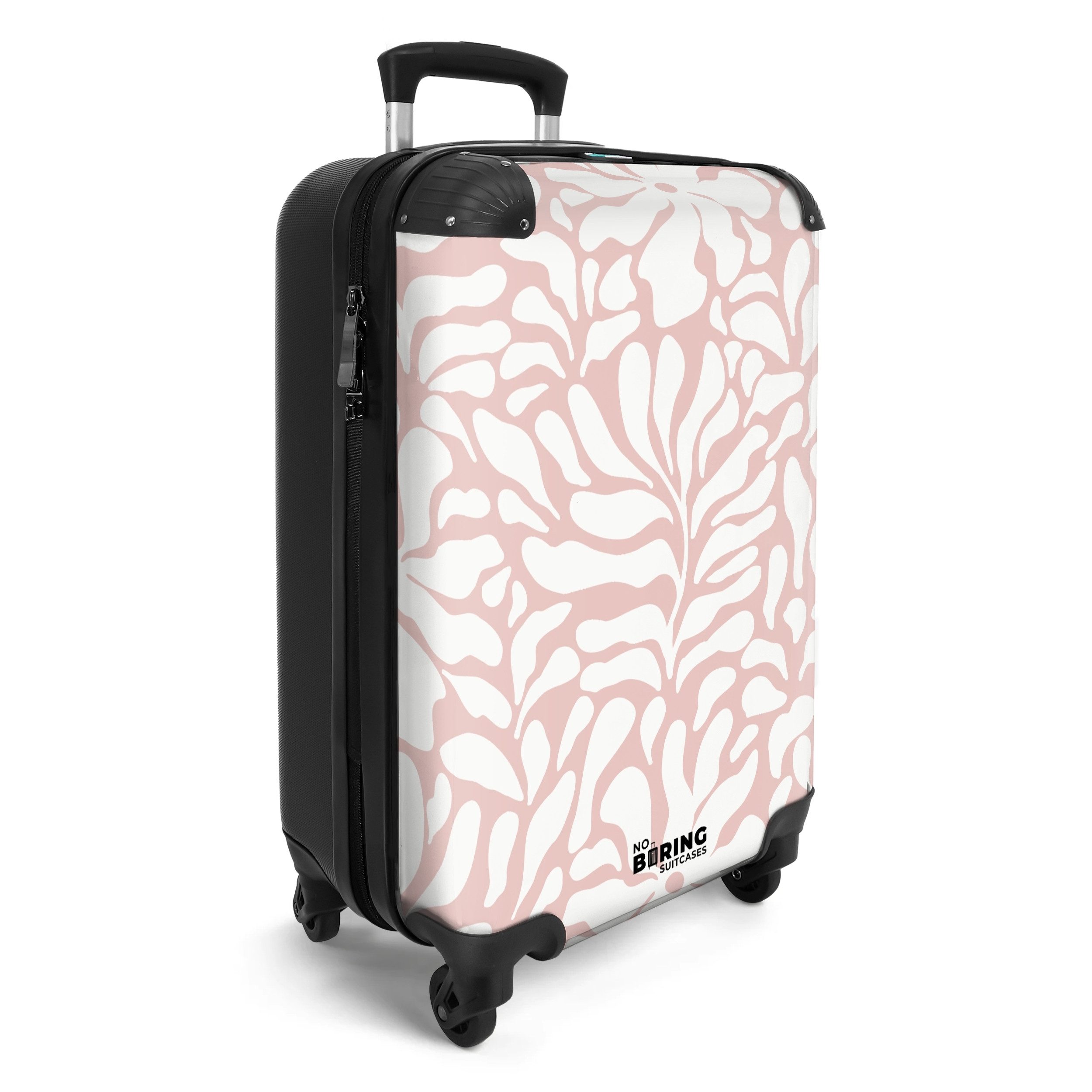 NoBoringSuitcases.com© Hartschalen-Trolley Rosa mit weißen Blüten günstig online kaufen