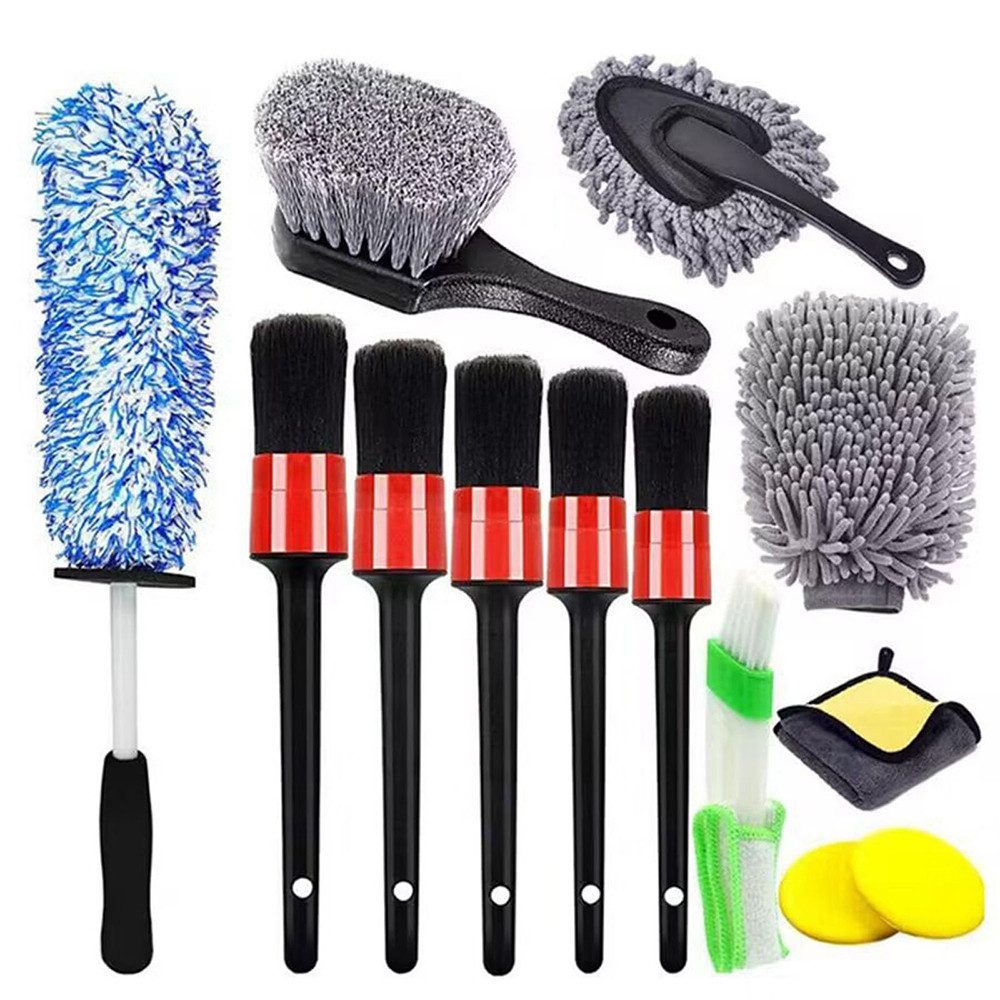 Autowaschbürste 13er Auto Reinigung Bürsten Pinsel Set, Details Bürsten Reifenbürste