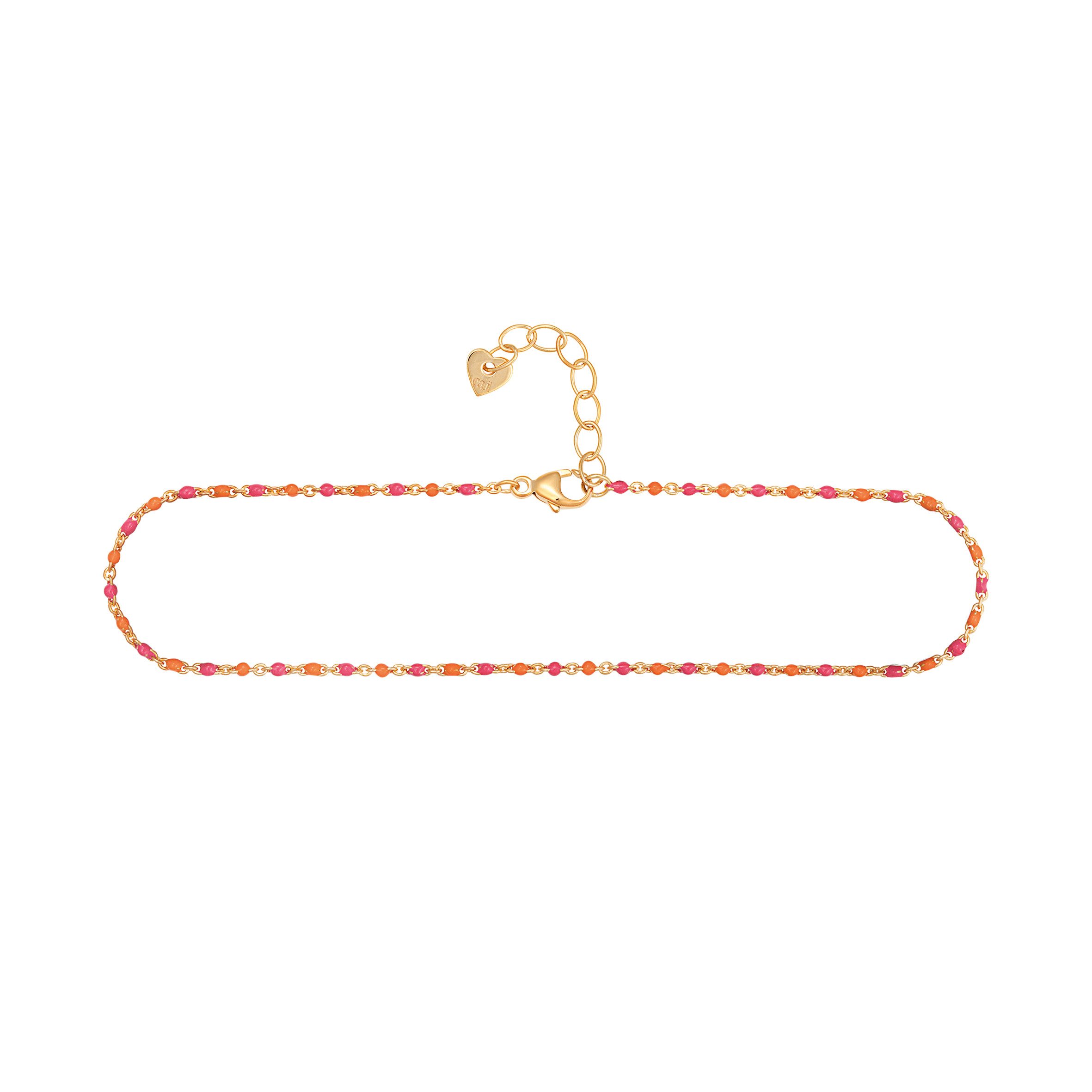CAÏ Armband 925 Silber vergoldet Email in pink und orange