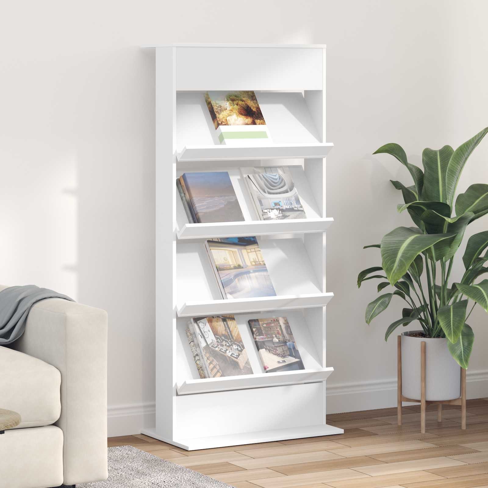 vidaXL Zeitungsständer Magazinregal Weiß 70 x 41 x 156 cm Holzwerkstoff (1 St)