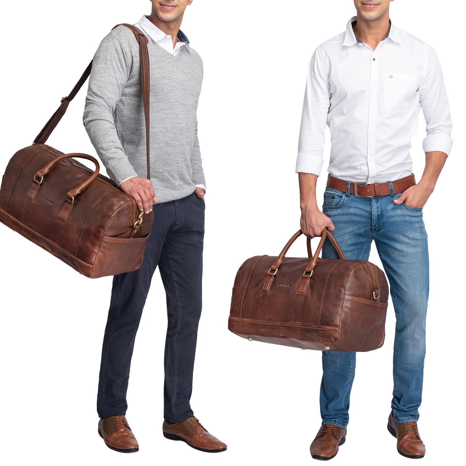 STILORD Weekender "Edson" Leder Weekender Vintage Reisetasche Groß für Herren und Damen
