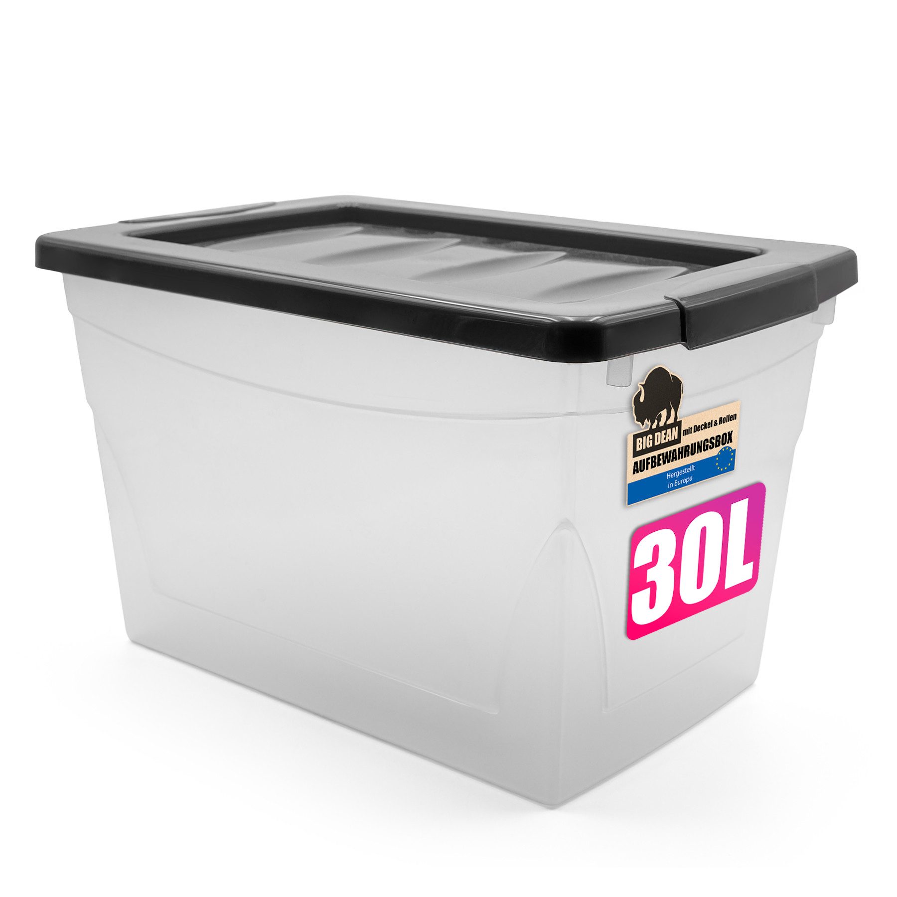 BigDean Aufbewahrungsbox 30 L Aufbewahrungsbox mit Deckel Budget Line Plastikbox mit Deckel (Set, 1 St., Aufbewahrungsbox mit Deckel), BPA-Frei, Praxisnahes Durchdachtes Design, Langlebig