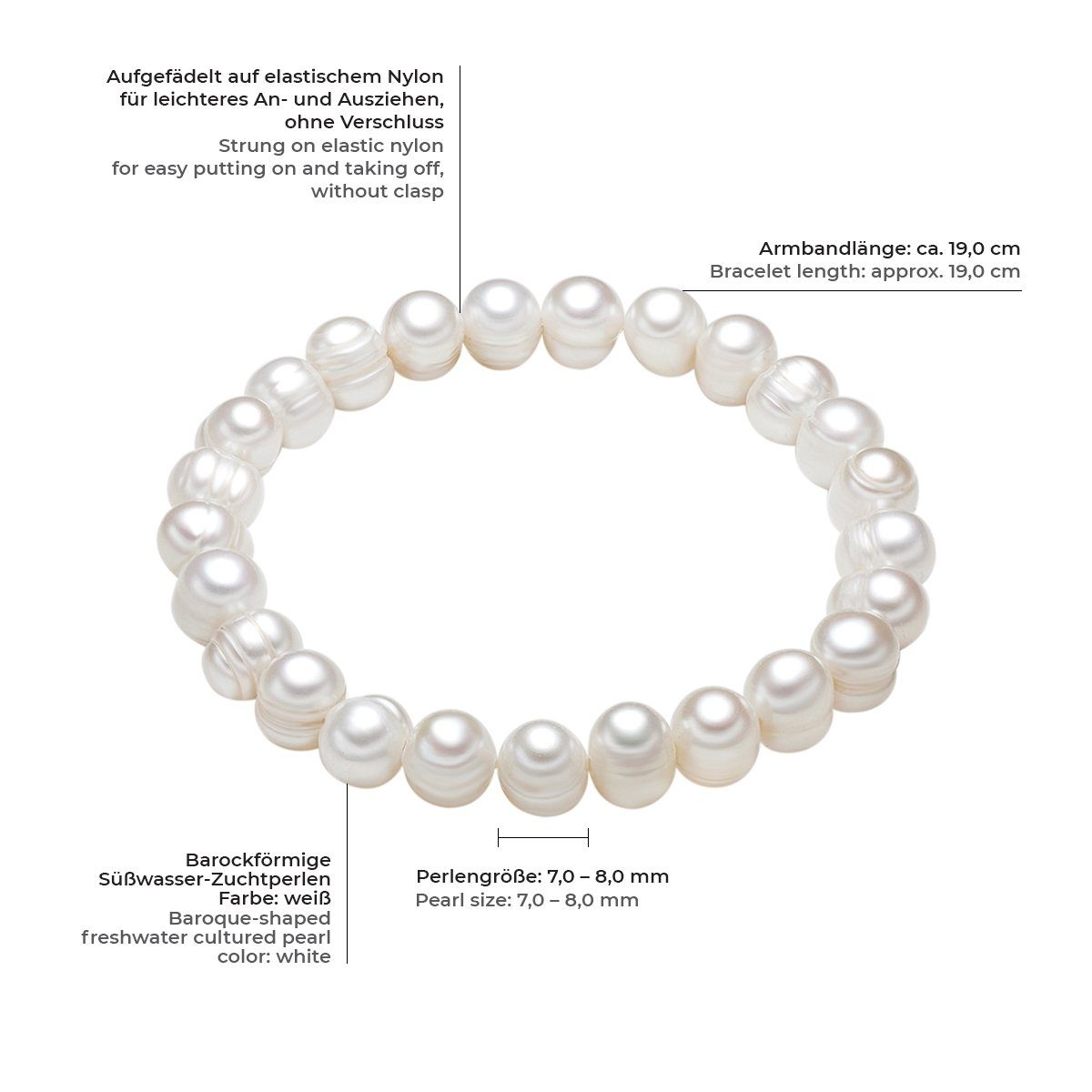 Valero Pearls Perlenarmband Armband aus Süßwasserzuchtperlenin weiß, für Da günstig online kaufen