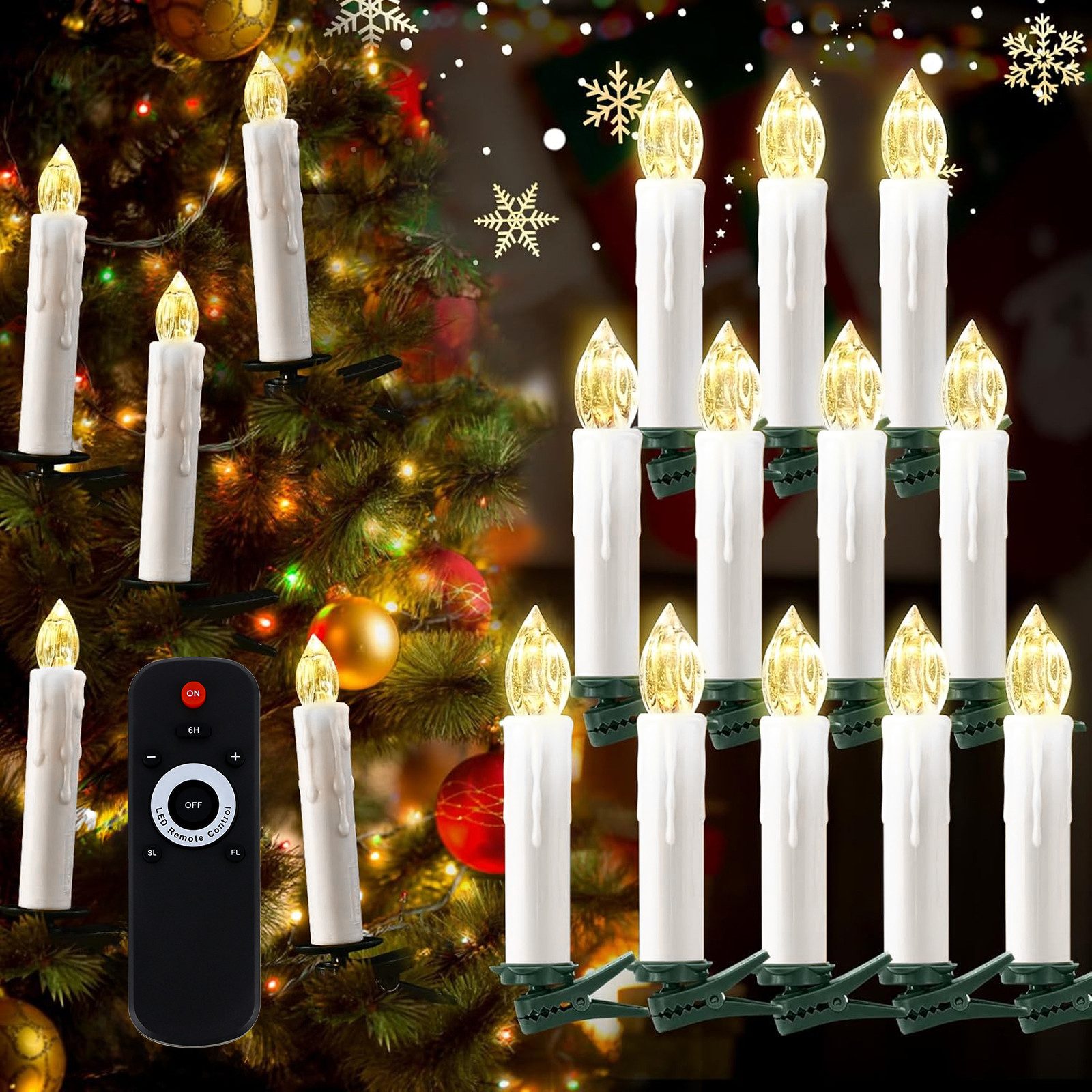 Gotoll LED-Christbaumkerzen CH010-50_B 10/20/30/40/50er kabellos Weihnachts günstig online kaufen