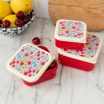 Rex London Lunchbox Snack Box 3er Set Tilde Blumen Blüten, Kunststoff, BPA-frei, (Set, 3-tlg., ca. 11,5 x 11,5 x 5,5 cm (große Box), jede Box mit eigenem Design, passt genau in den größeren Behälter