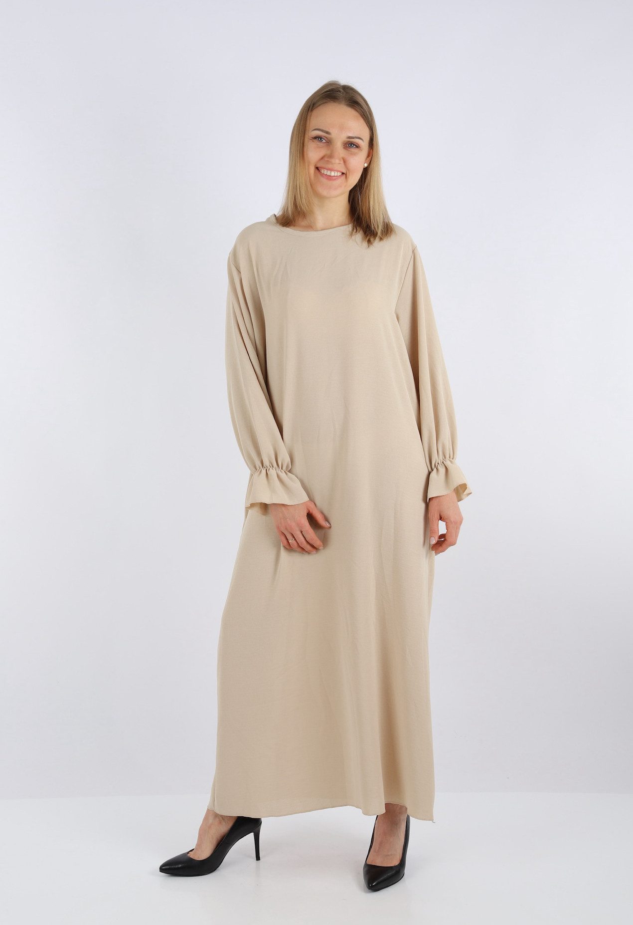 HELLO MISS Sommerkleid Beliebte Muslimische Kleid, Langarm, Abaya/Kopftuch Kleid in Unifarbe