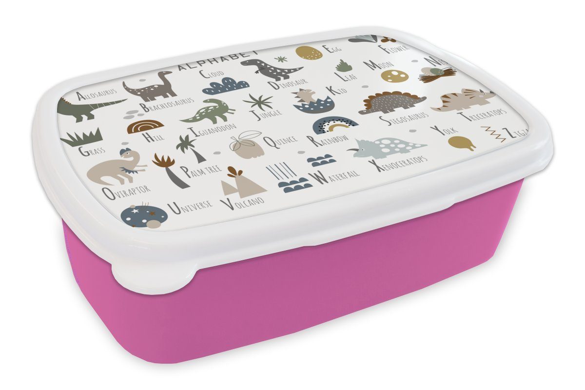 MuchoWow Lunchbox Kinderzimmer - Buchstaben - Brotbox für - Kinder, Erwachsene, (2-tlg), Kunststoff rosa Kunststoff, Brotdose Dinosaurier Mädchen, Jungen Snackbox, Kinder, - - Mädchen