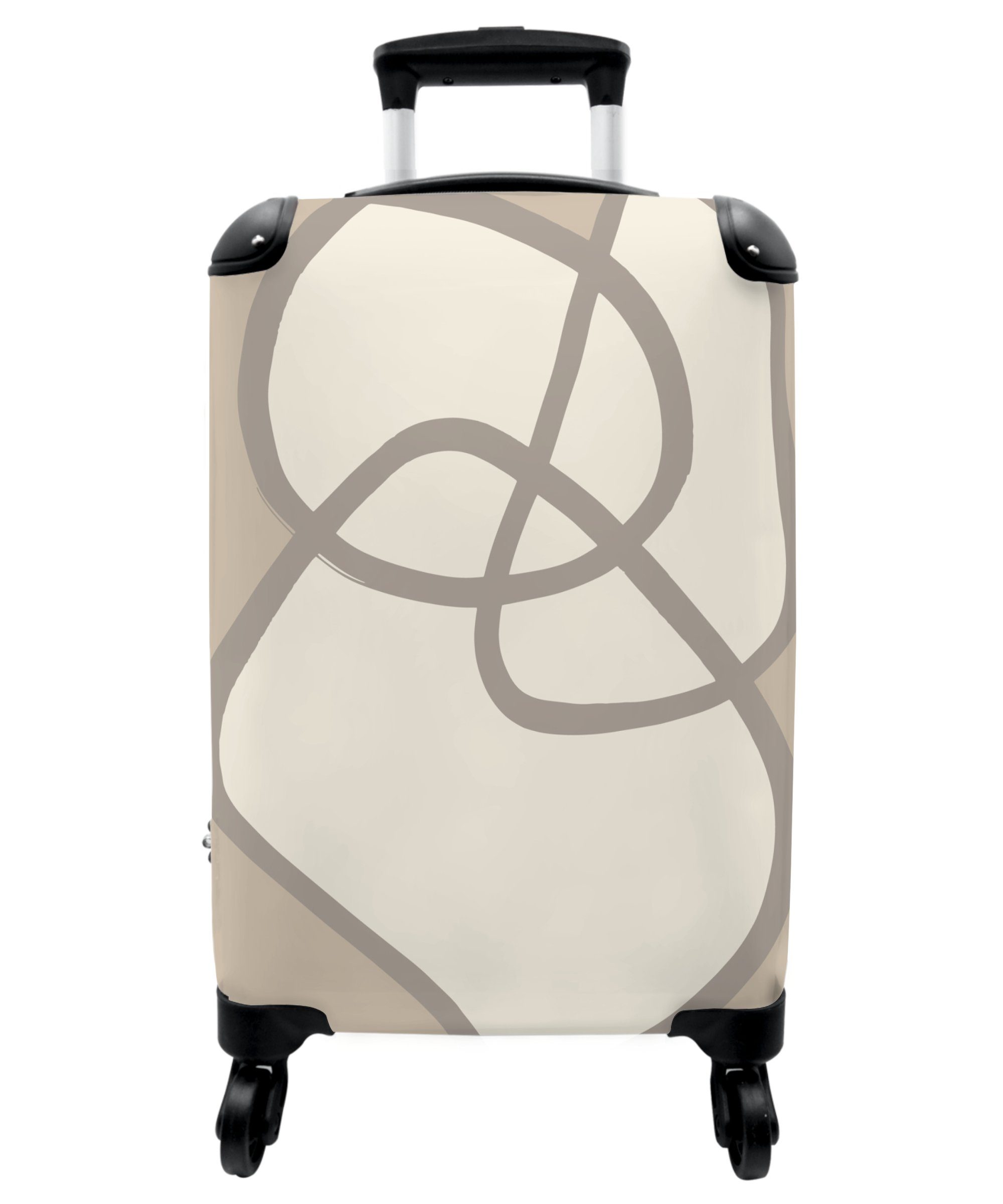 Beige - 4 Rollen, 55x35x20cm Handgepäck Cabin 4 - Kleine Reisekoffer Rollkoffer NoBoringSuitcases.com© - - Handgepäckkoffer mit Abstrakt Rollen Trolley Formen Figuren,