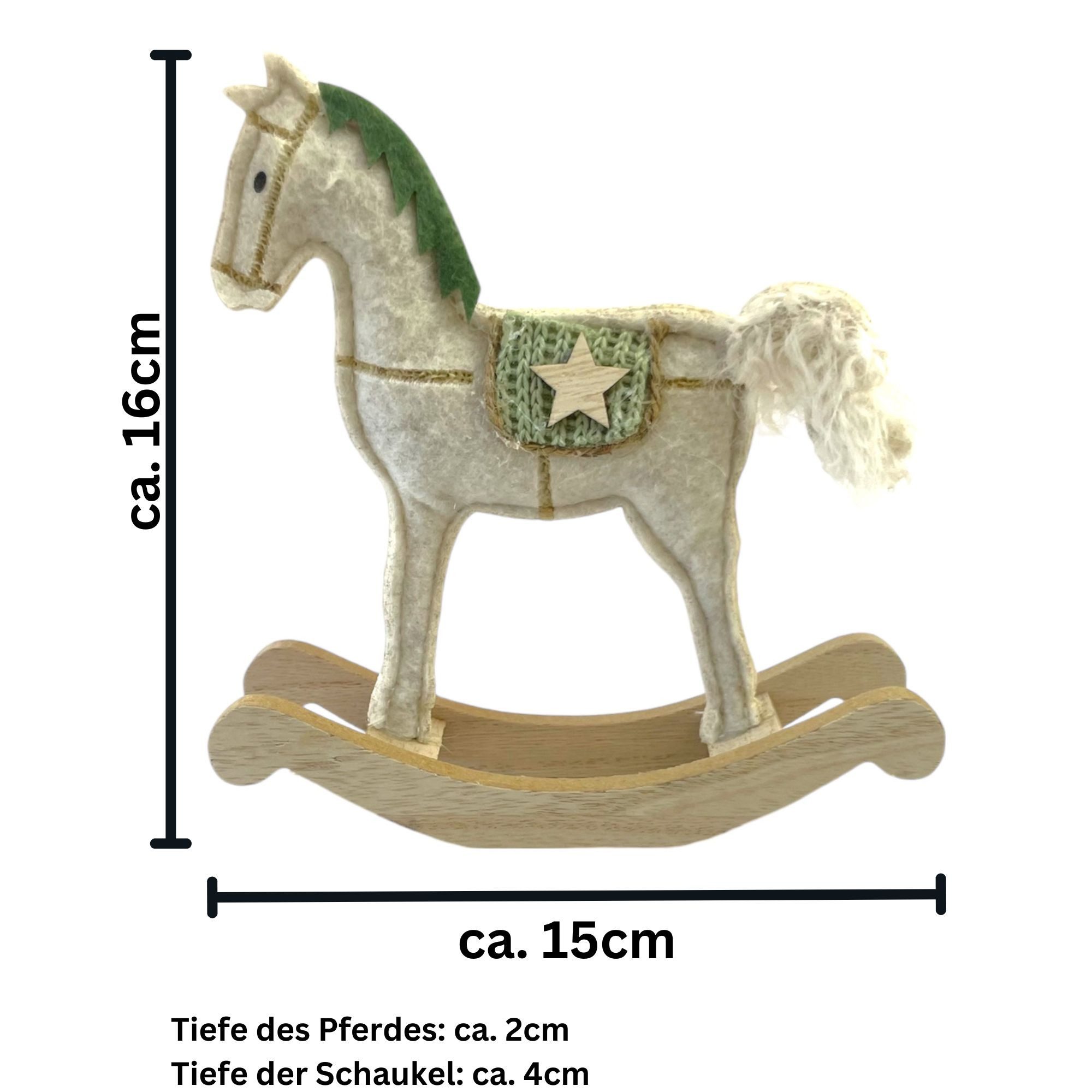 Gasper Weihnachtsfigur Schaukelpferd auf Holzbasis ca. 15cm creme-weiß