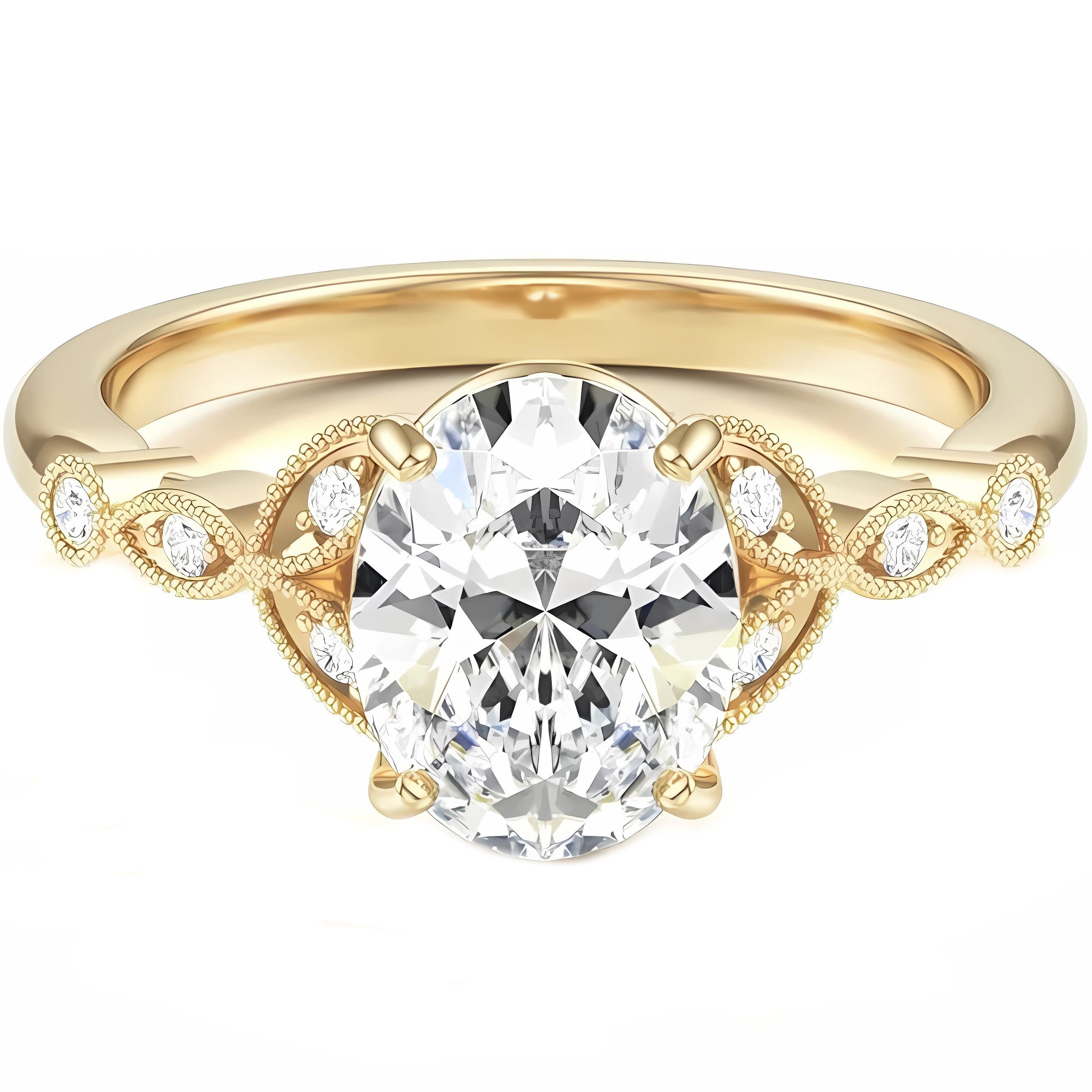 Jumpeak Diamantring 2 karat,Diamant Ring,Goldener Ring Damen,585 Gold,Eternity Ring,IGI, D VVS2 2ex,Valentinstag Geschenk für Sie,Goldener Ring,Labordiamant
