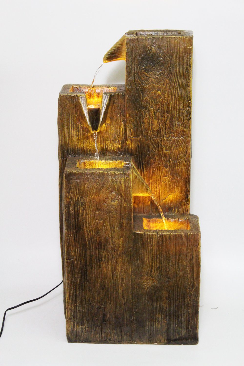 Arnusa Gartenbrunnen Springbrunnen BK823 mit Beleuchtung, 35,00 cm Breite, (Komplett-Set), 75 cm hoch in Holzoptik – Bild 4 von 5
